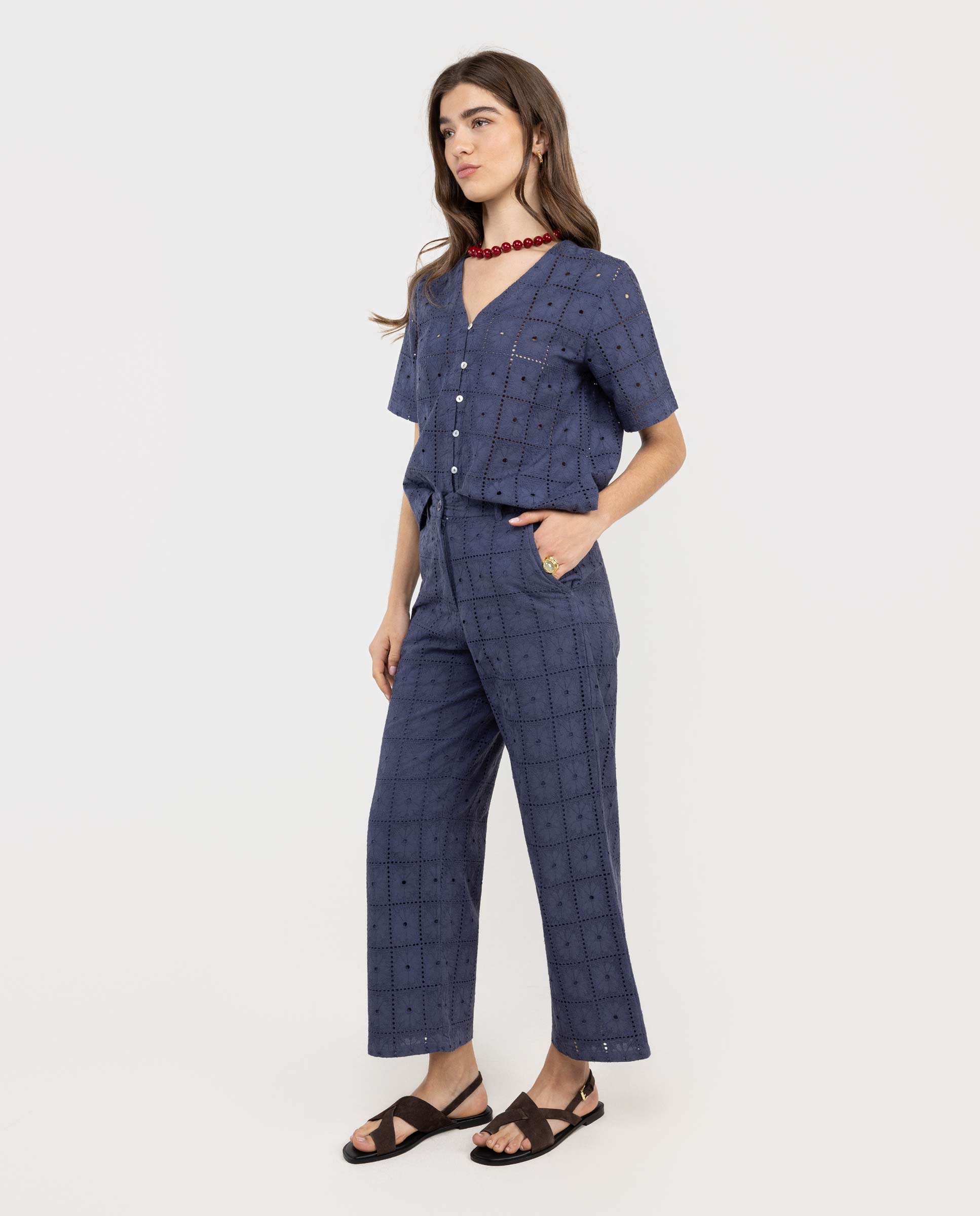 Pantalón Maren Bordados Azul