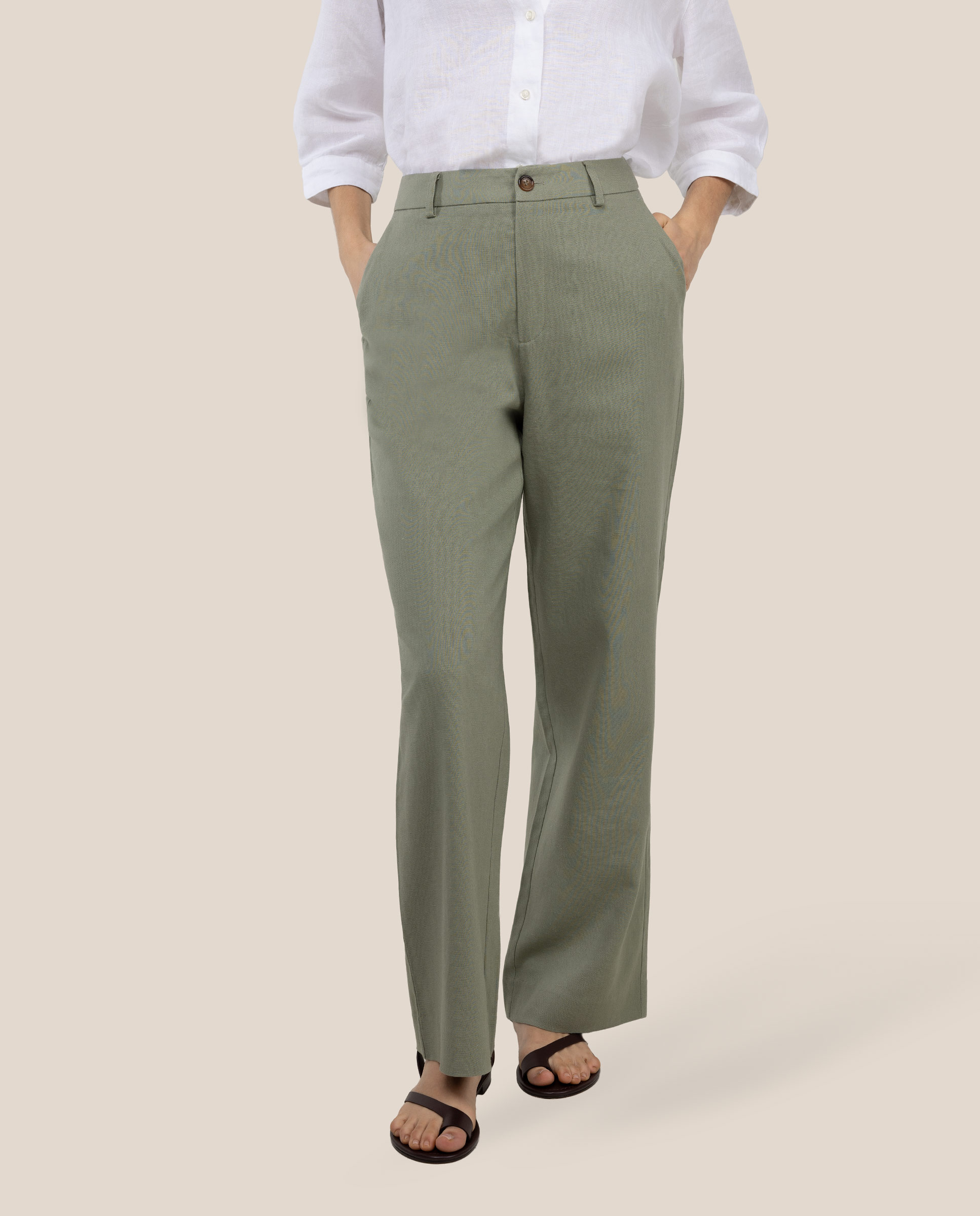 Pantalón Viviane Pinzas Tiro Alto Verde