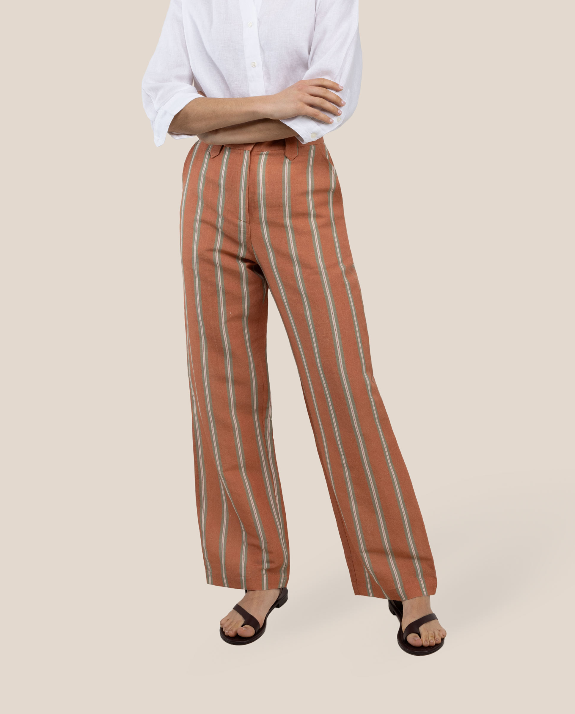 Catalina Coral Striped Trousers