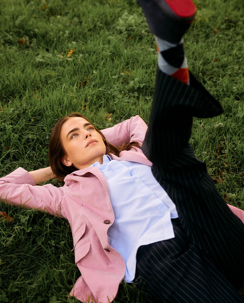 Pantalon Ensemble Marine Fines Rayures