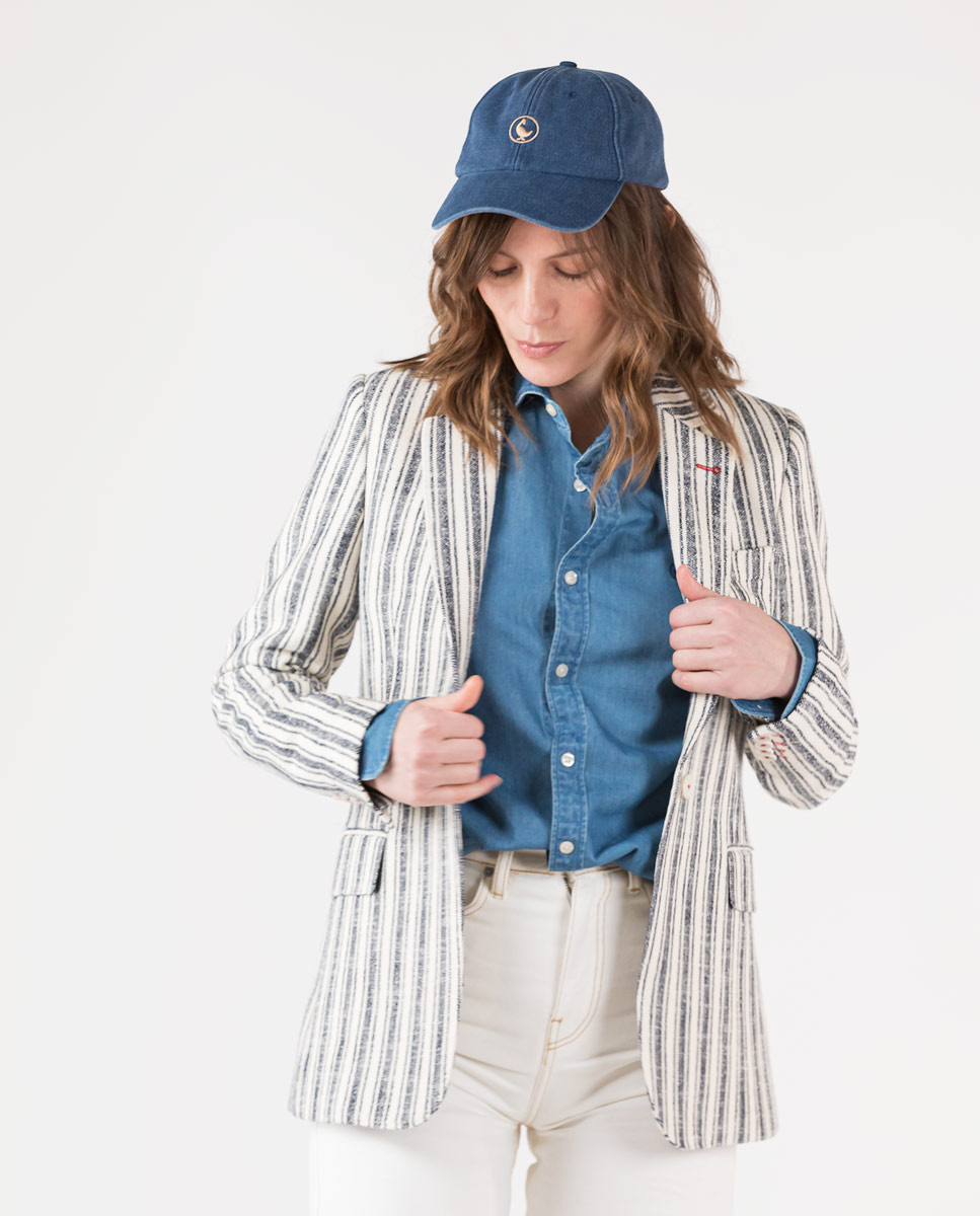 Veste Écru Rayures Marine