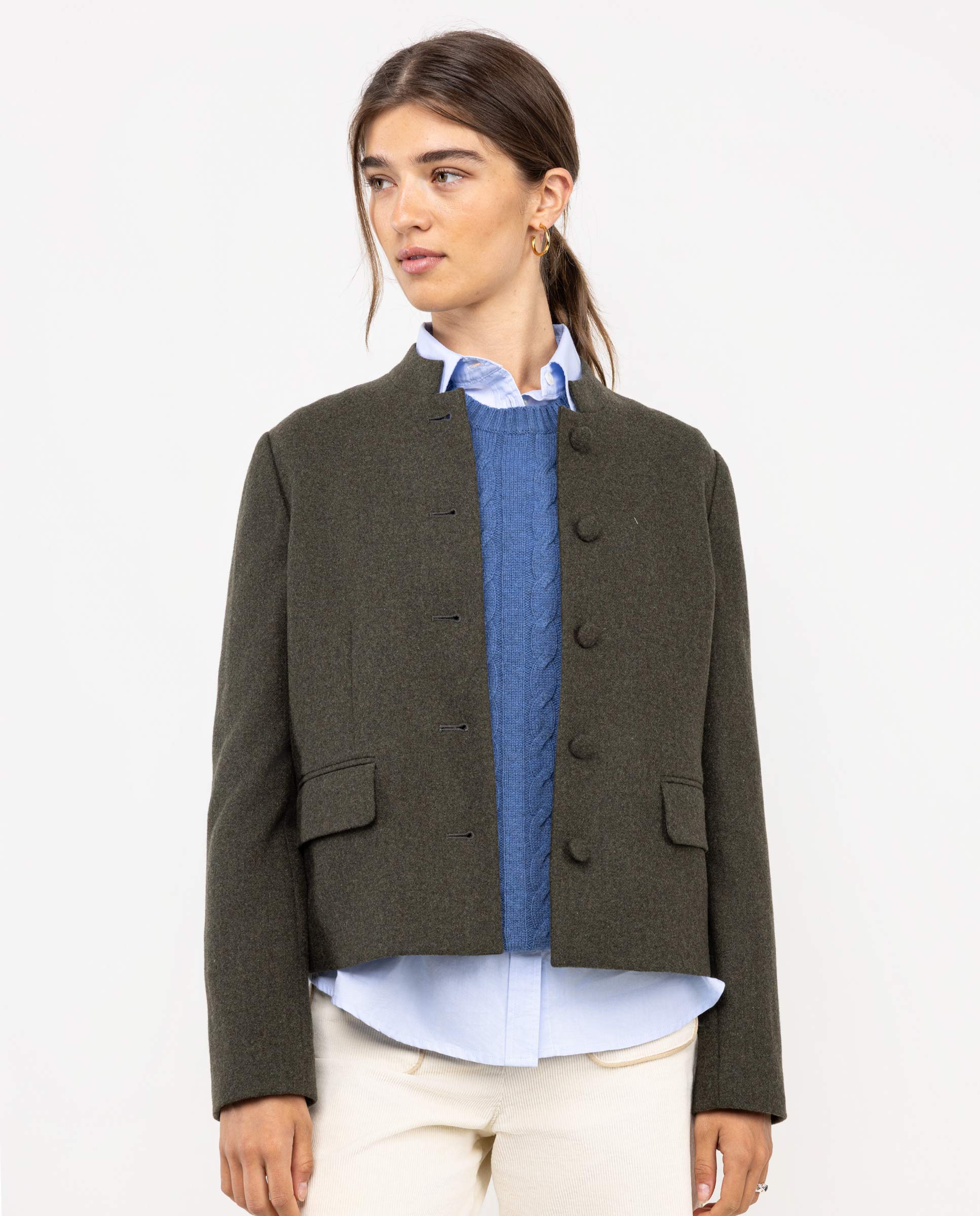 Chaqueta Corta Lana Verde