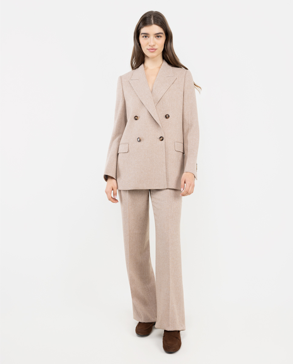 Veste Croisée Chevrons Beige