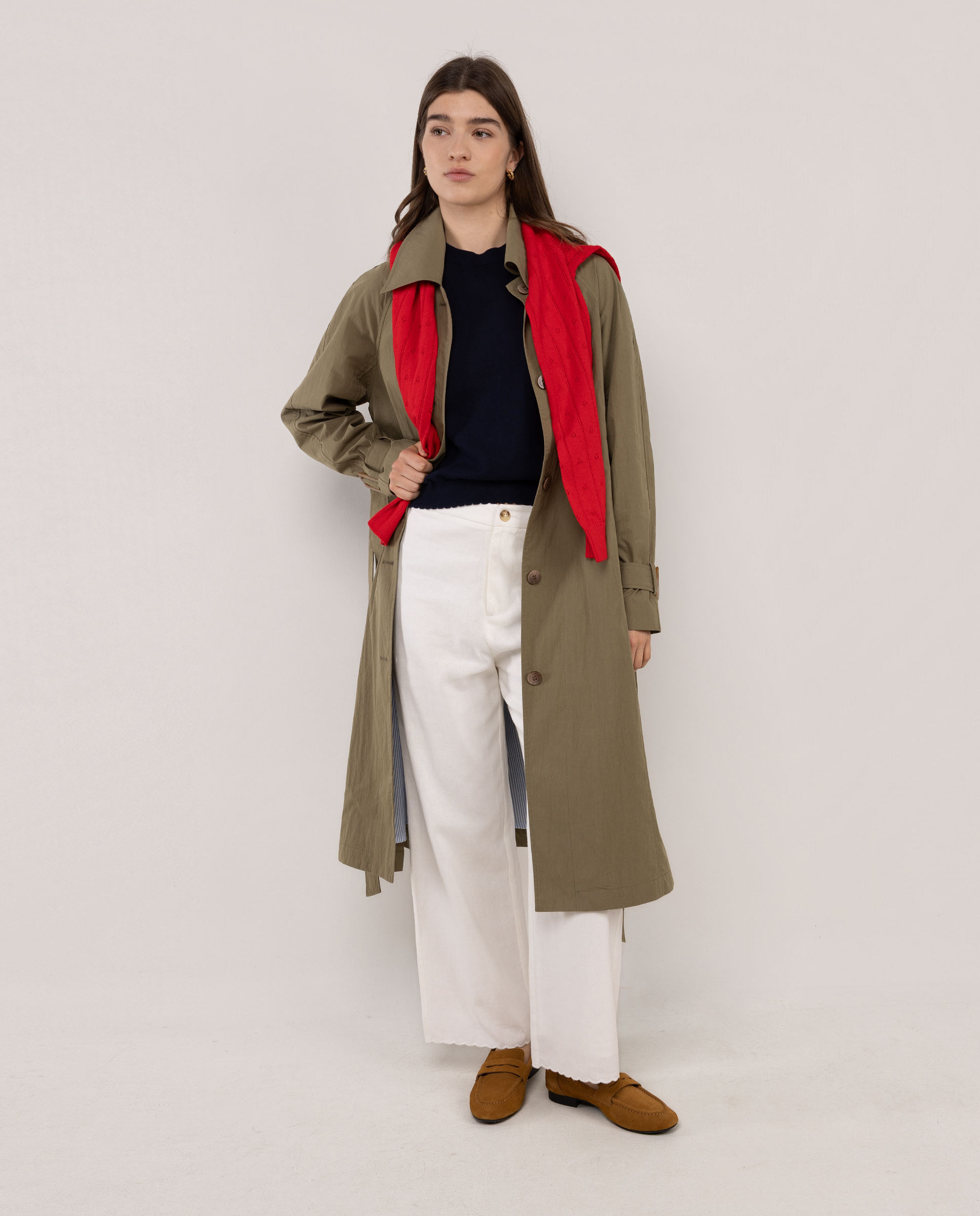 Gabardina Ava Algodón Larga Verde