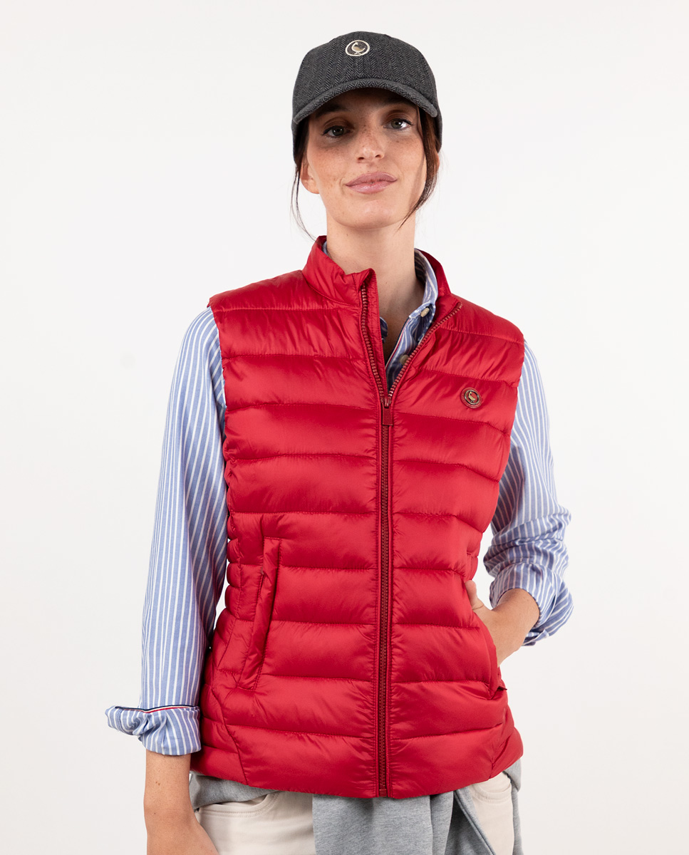 Gilet Matelassé Basique Rouge Foncé