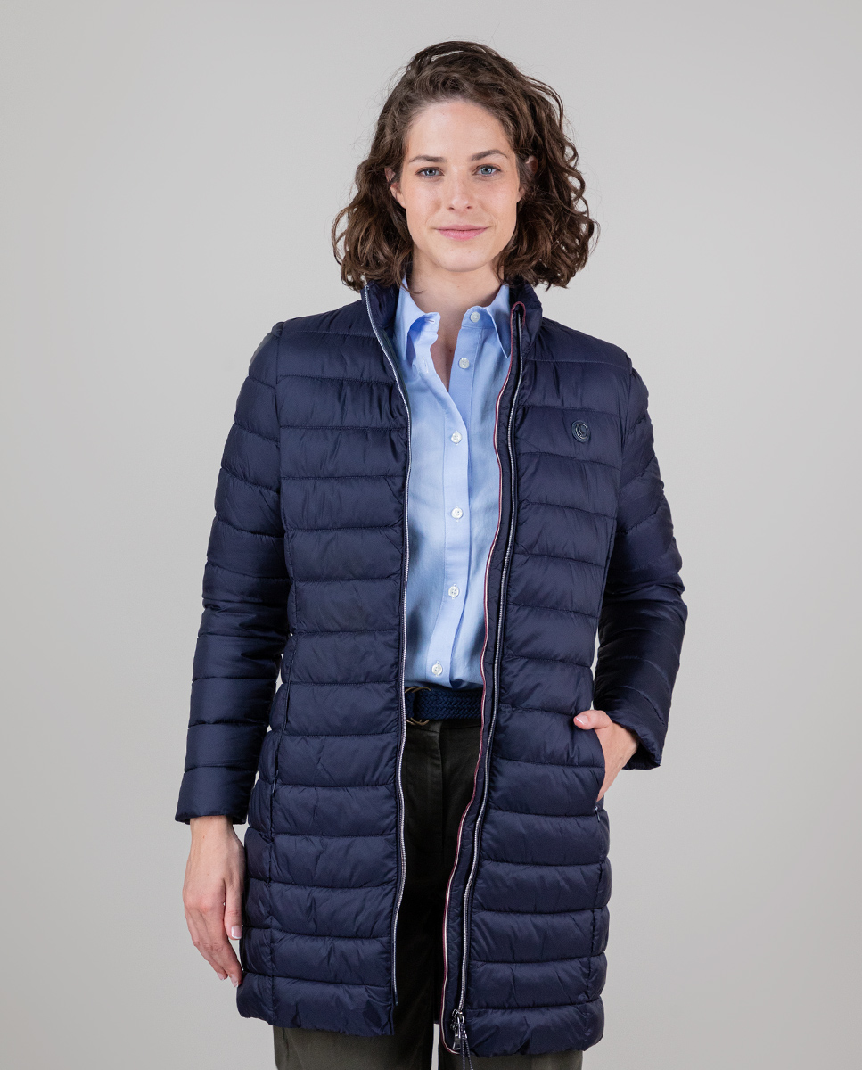 Manteau Long Matelassé Marine