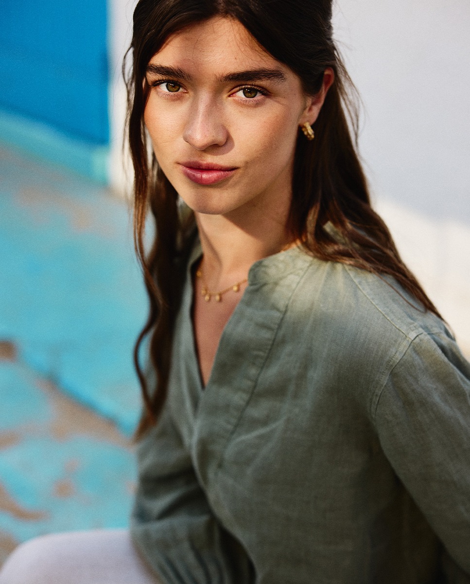 Chemise Polo Lin Kaki