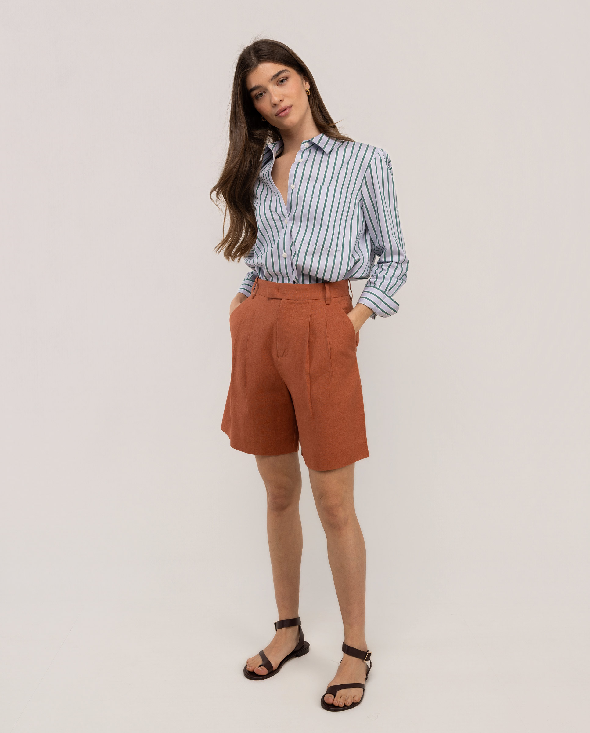 Camisa Jane com listras verdes