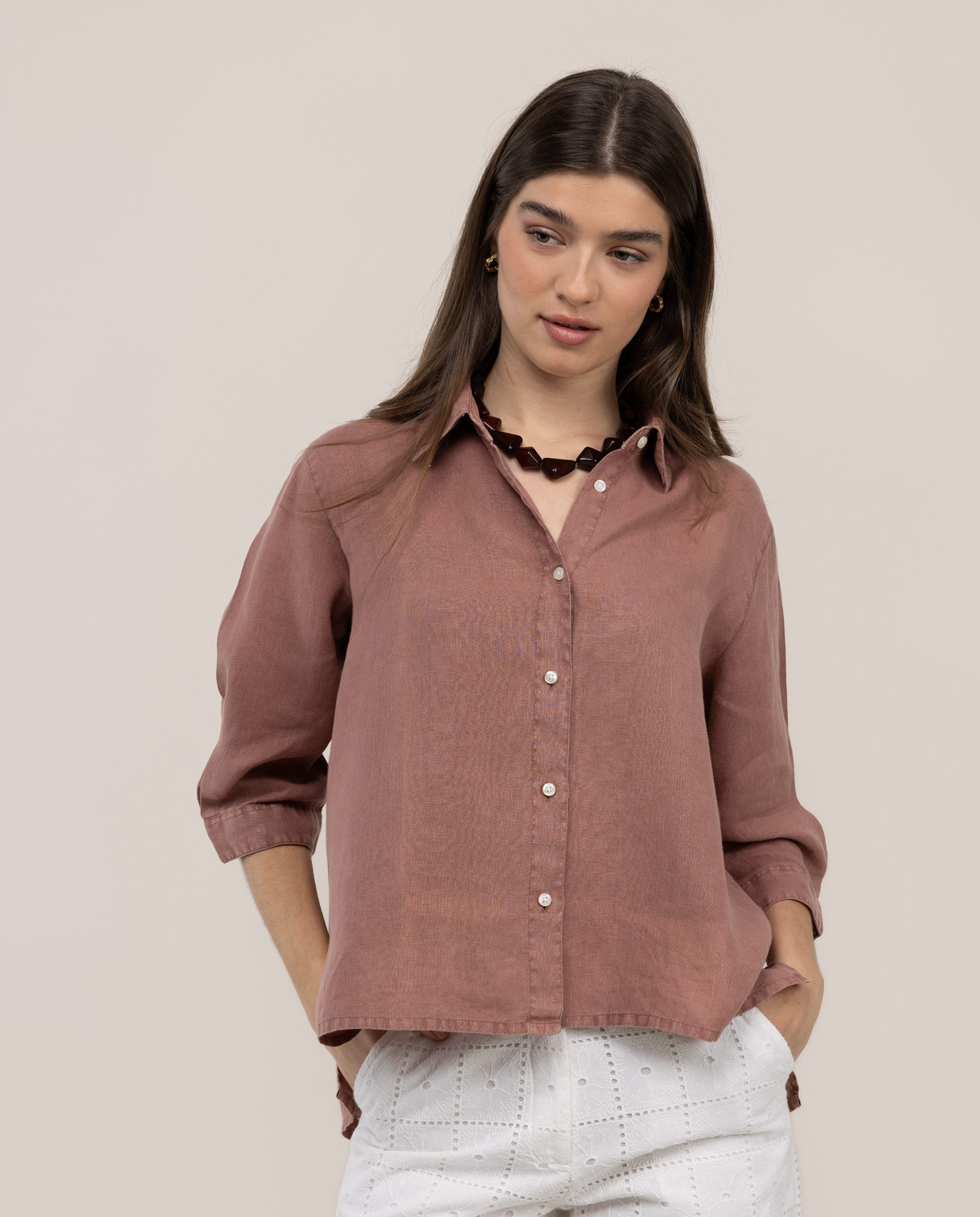 Camisa Vera Lino Rosa