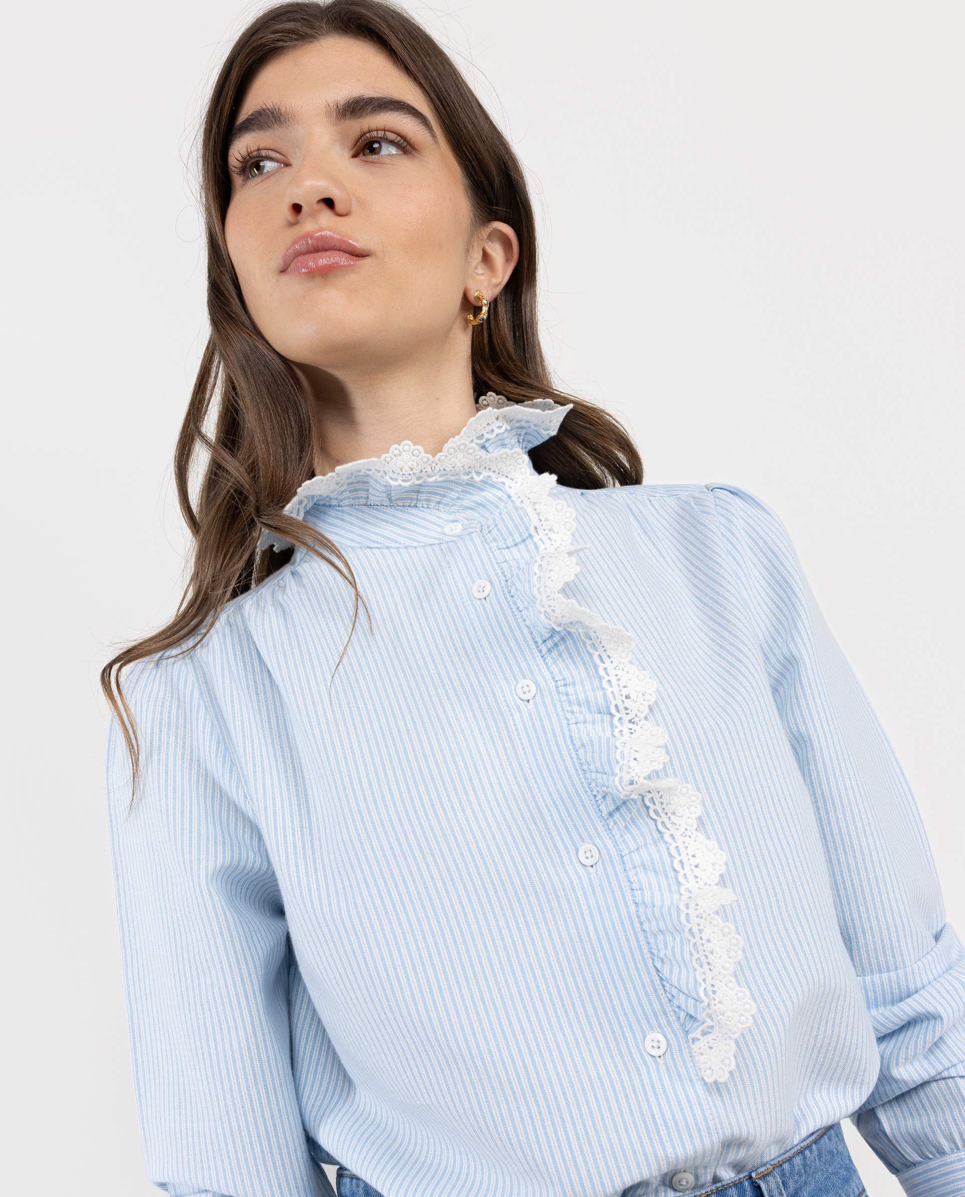 Louise Striped Ruffle Shirt