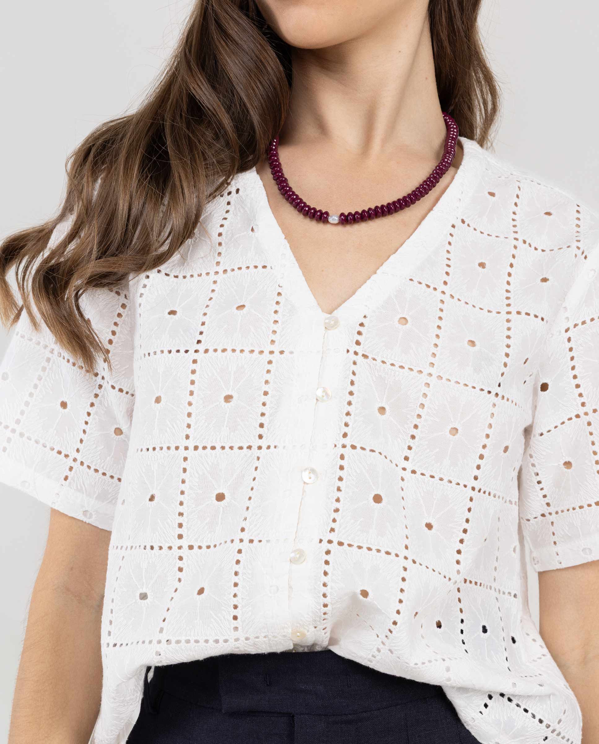 Camisa Lina Bordados Blanco