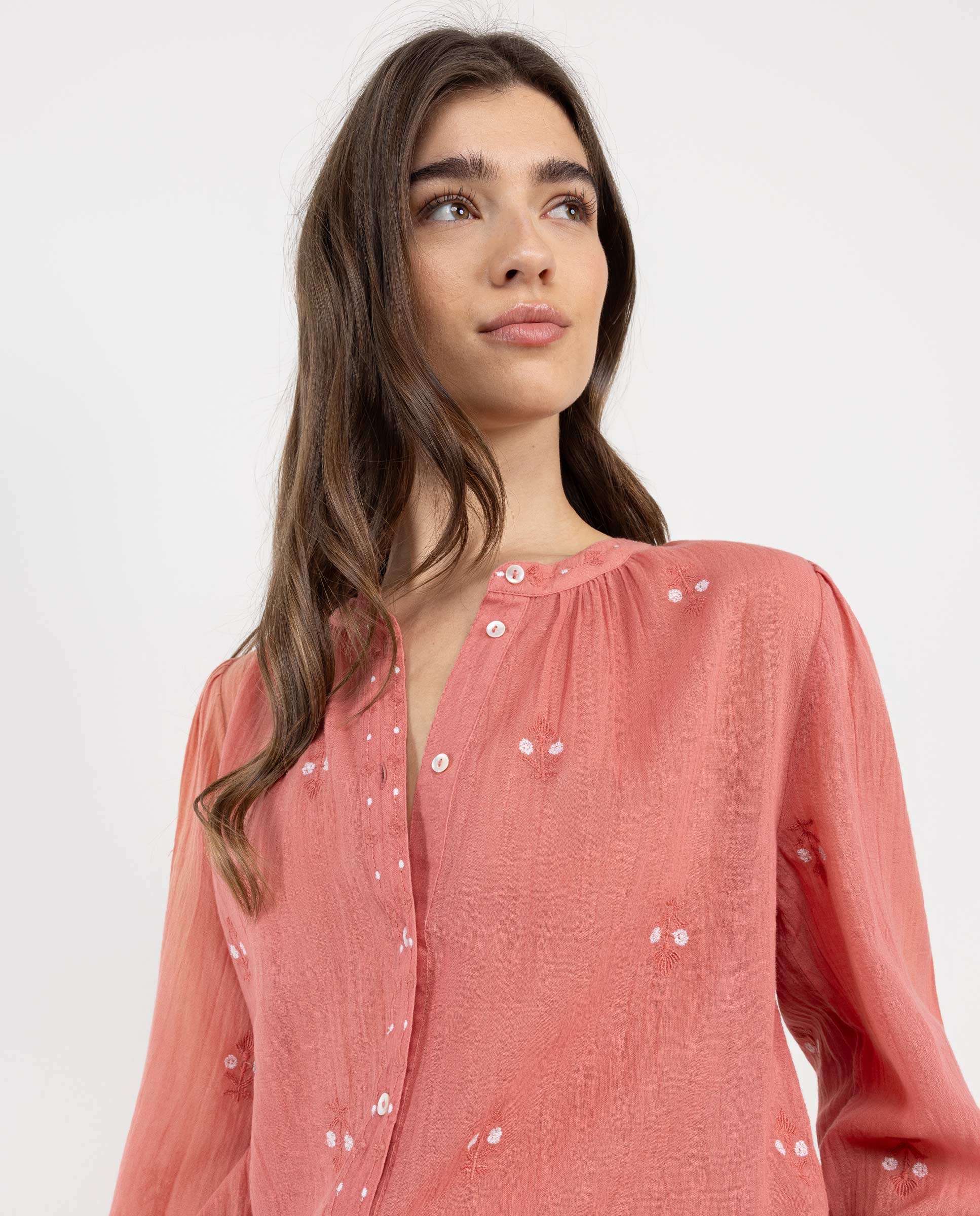 Blusa Aurora Bordados Teja