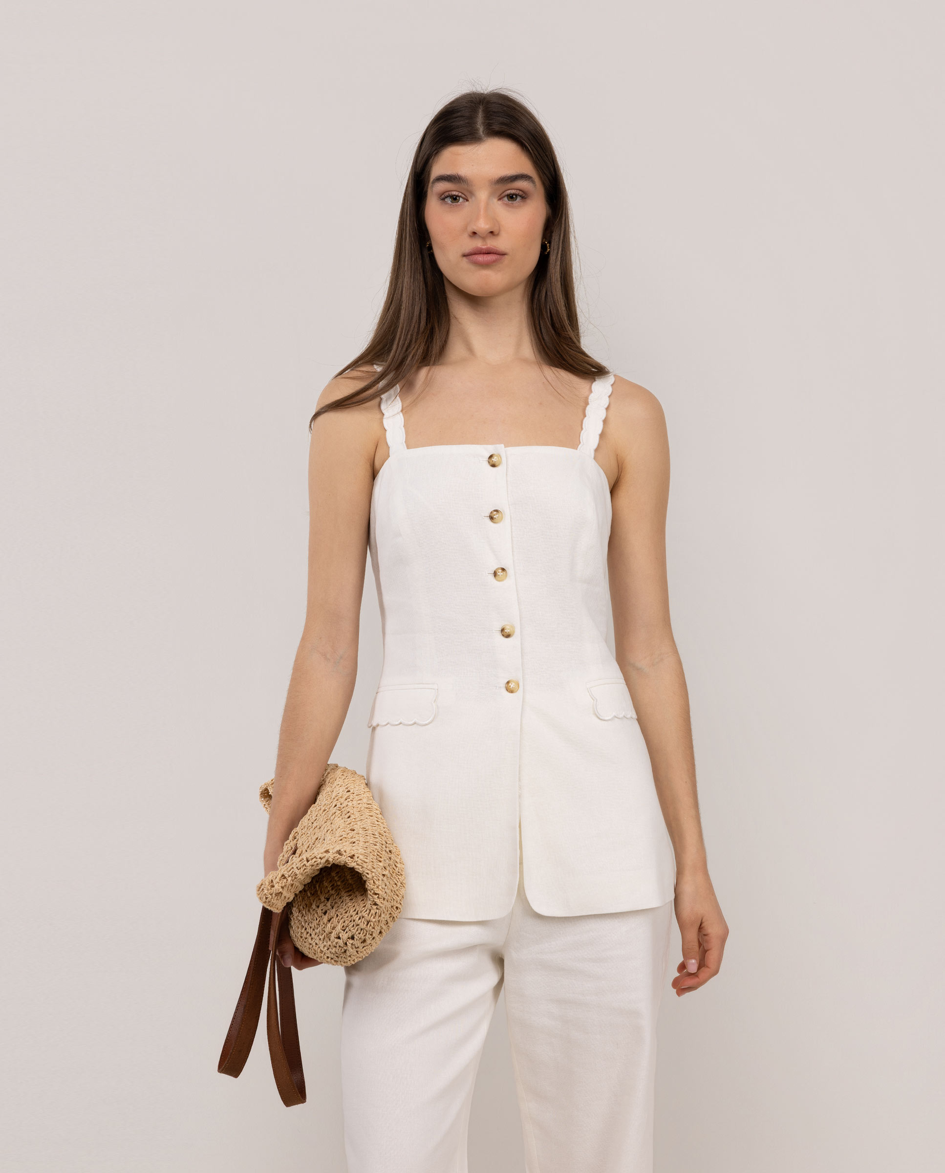 Chaleco Isabella Botones Blanco