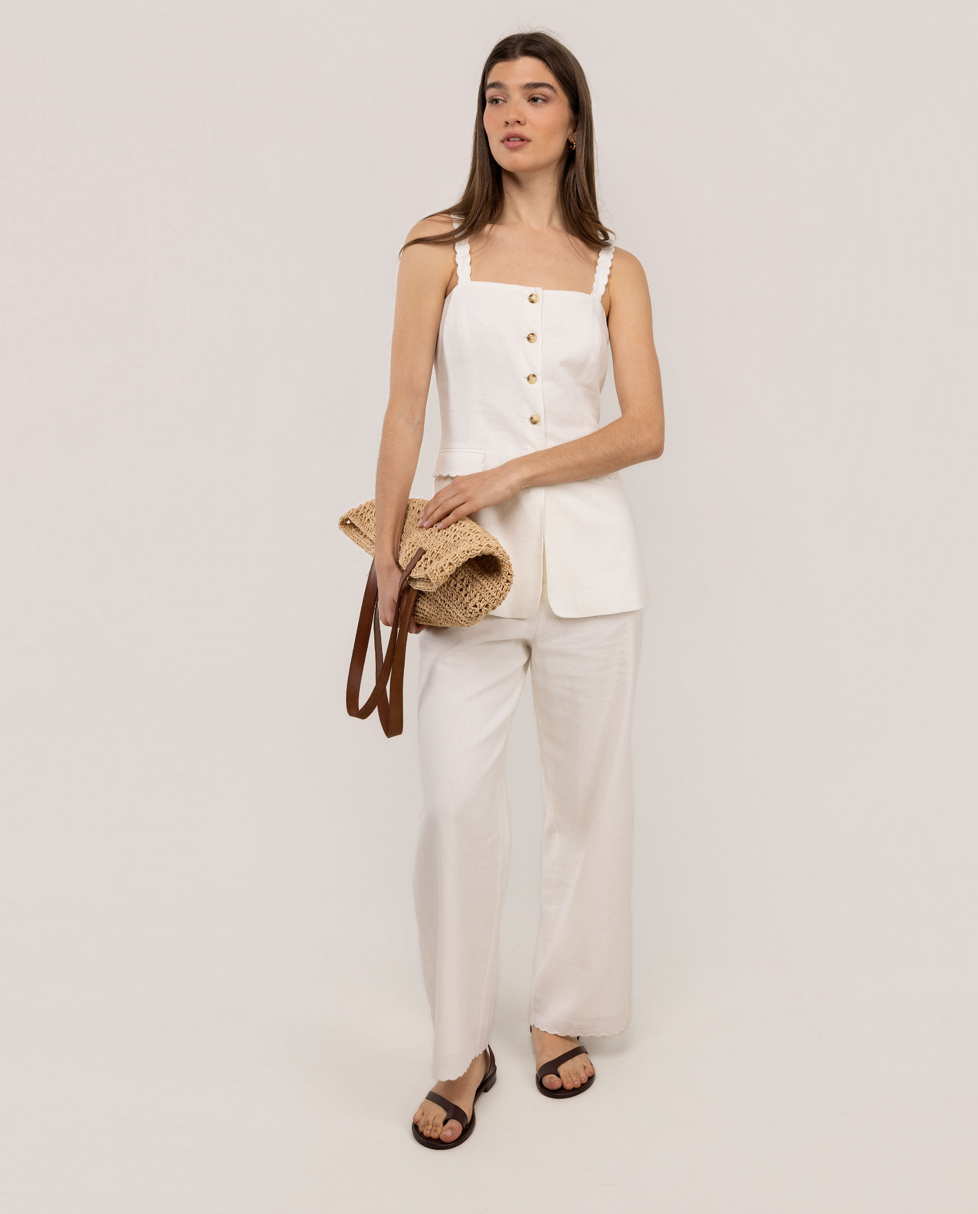 Chaleco Isabella Botones Blanco