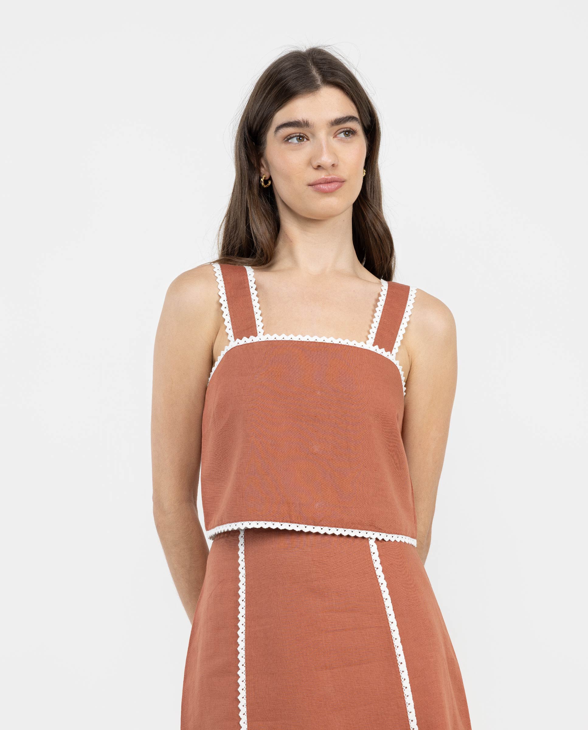 Top Juliet Botones Teja