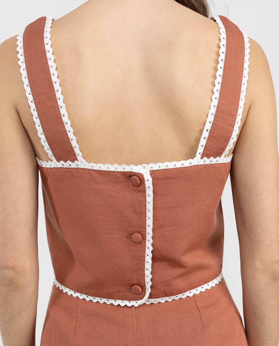 Top Juliet Botones Teja