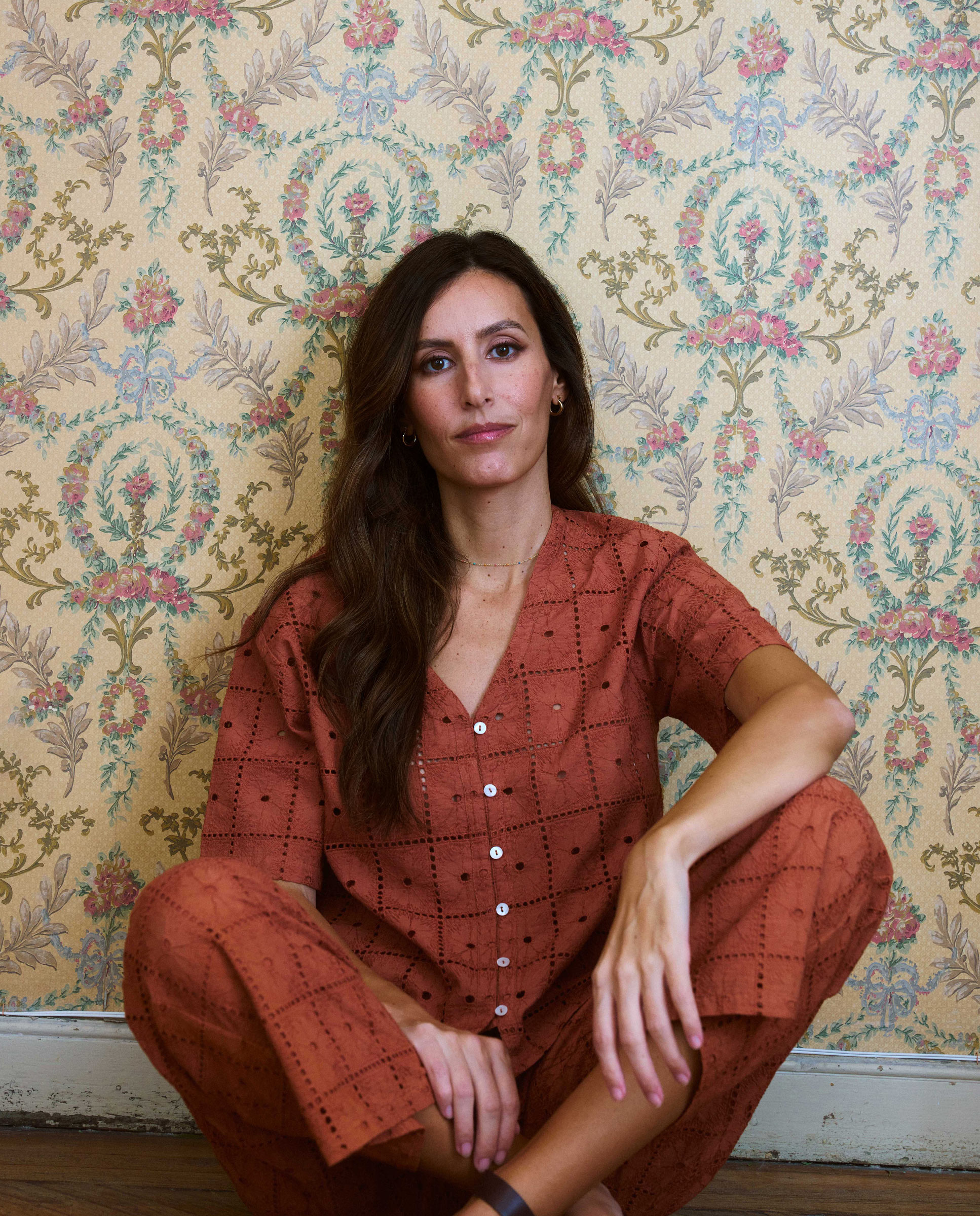 Camisa Lina Bordados Teja