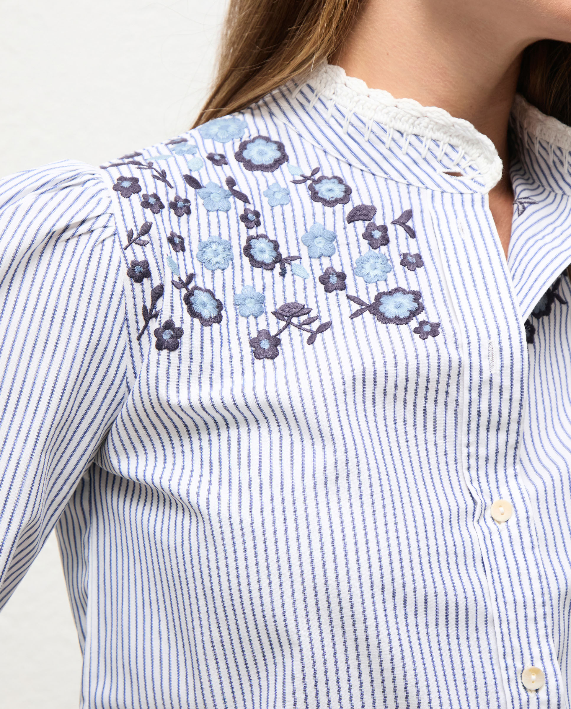 Camisa Matilda Algodón Rayas Azul