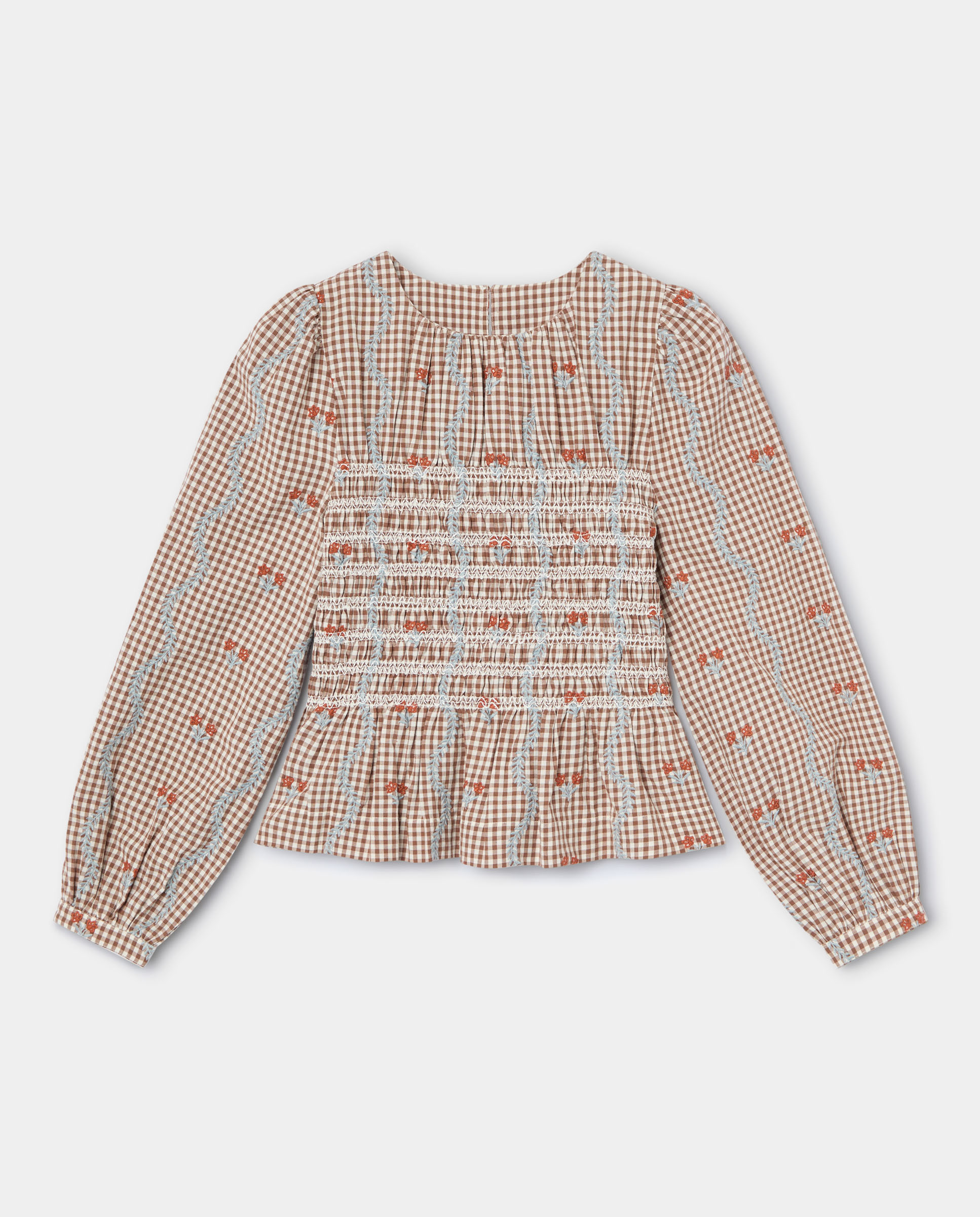 Daniella Embroidered Brown Blouse