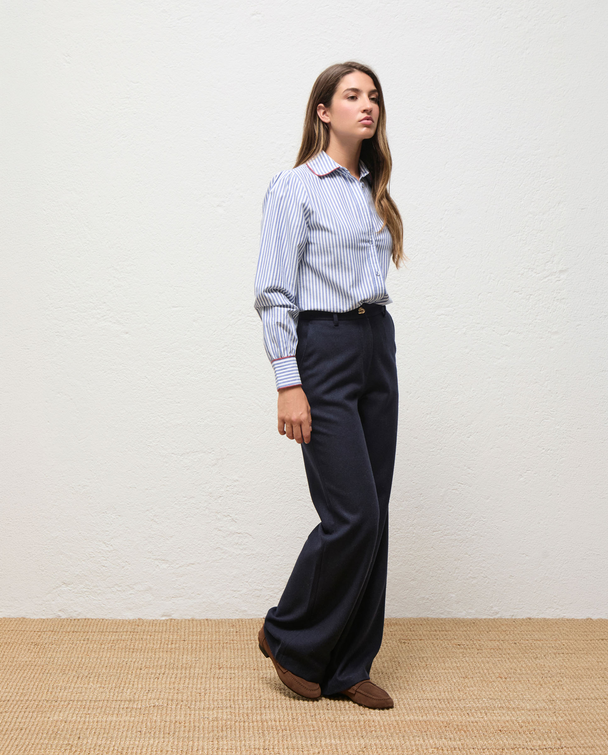 Camisa Sabine Contraste Rayas Azul