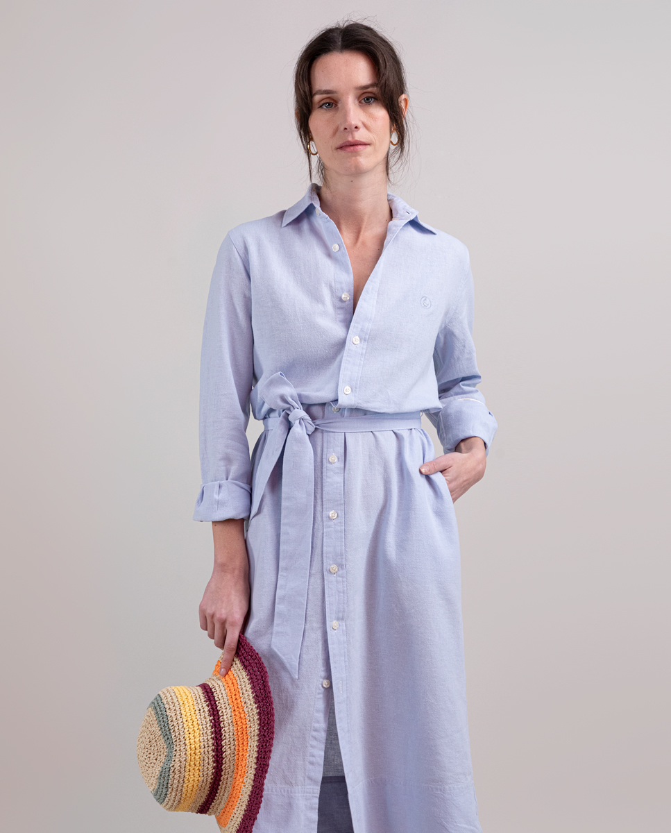 Vestido Camisero Celeste