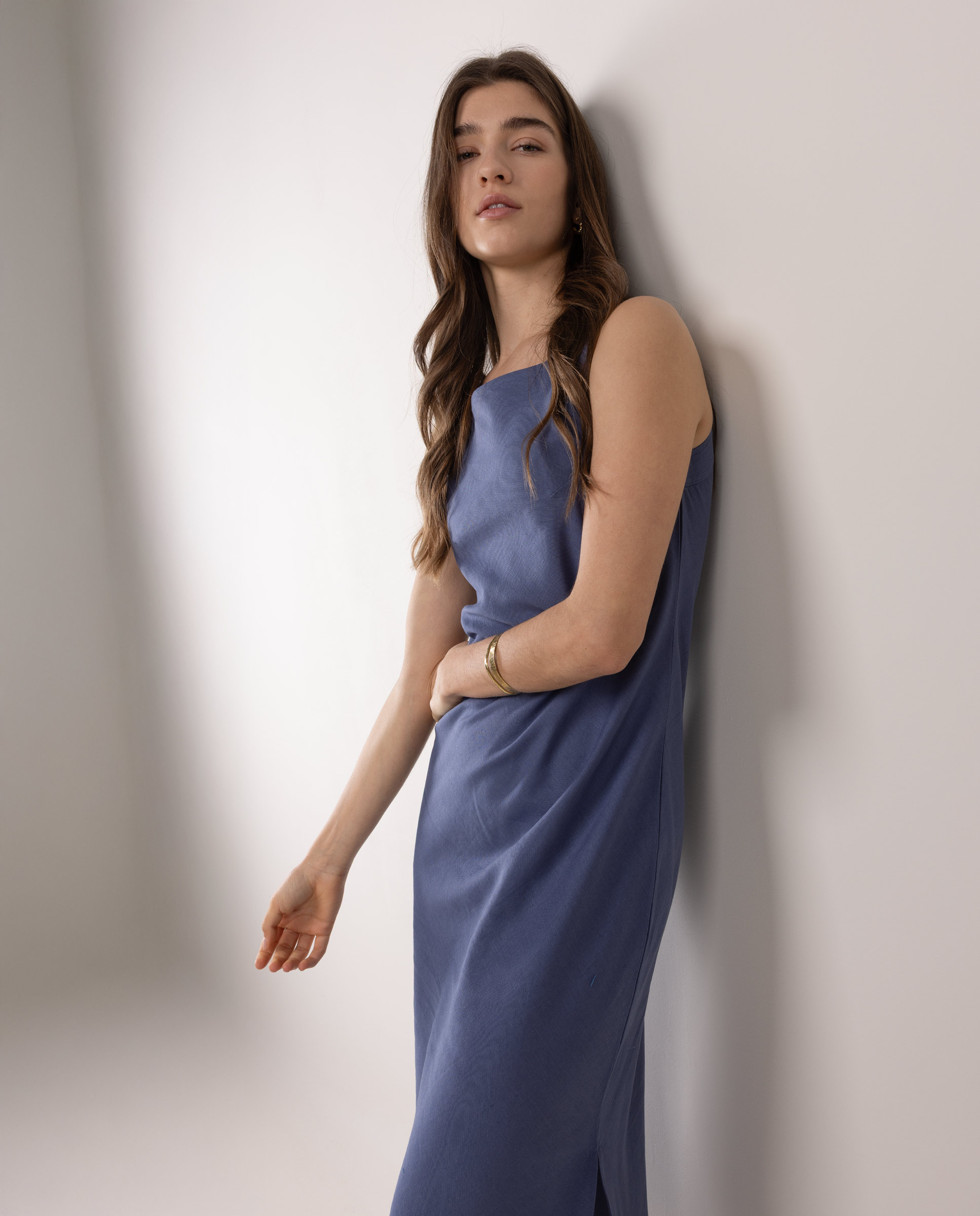 Vestido Clarisse Lino Azul