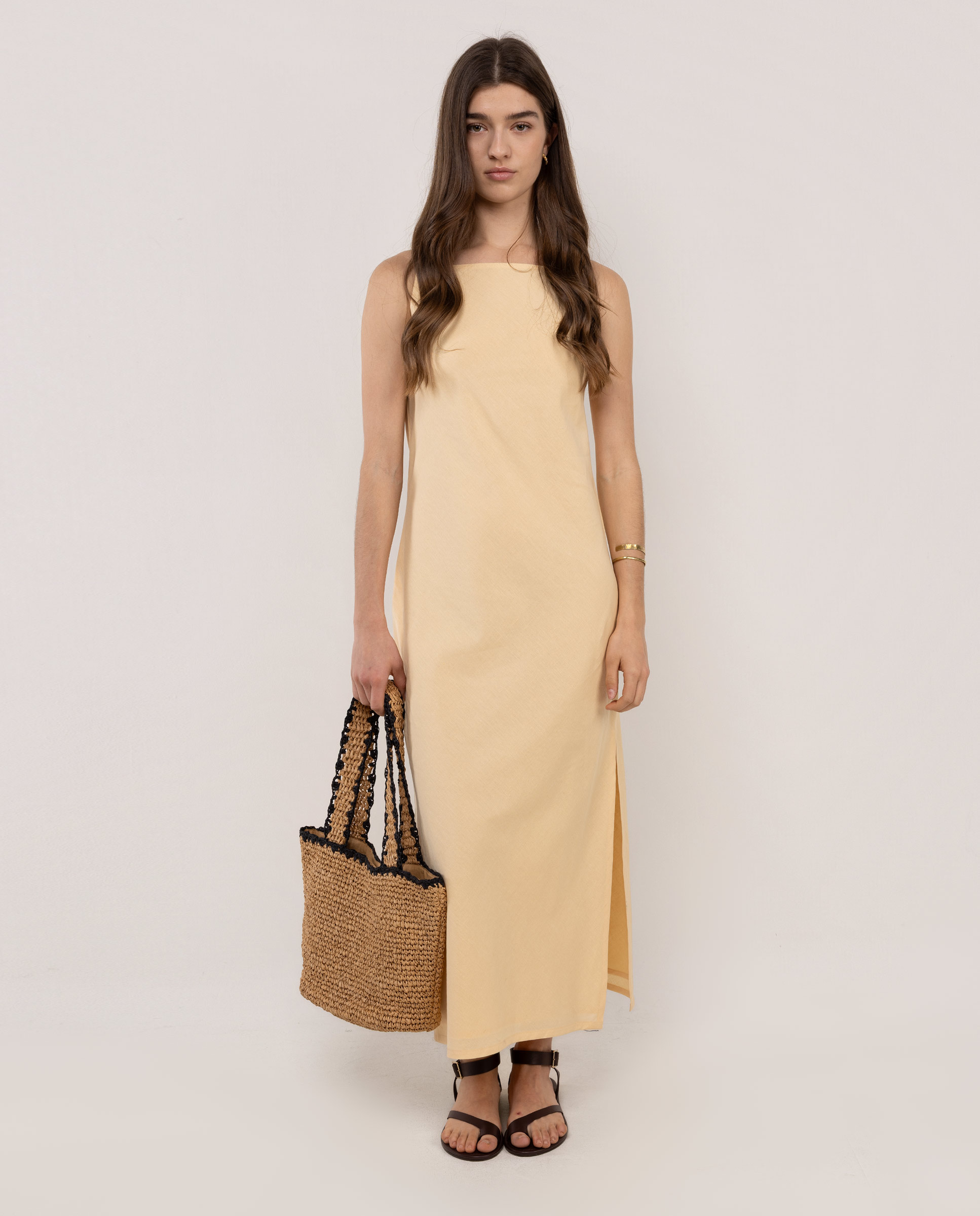 Vestido Clarisse Lino Amarillo