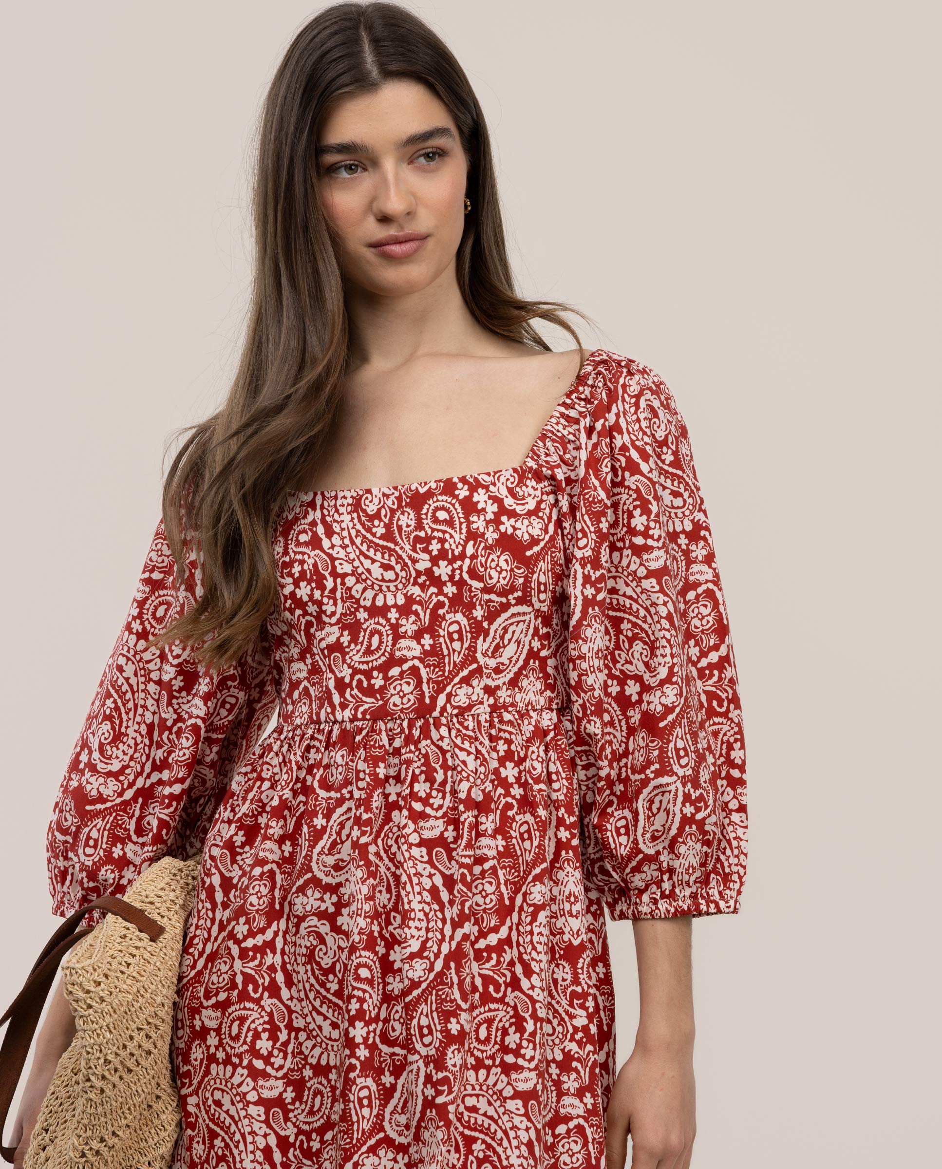 Vestido Vinita Corto Estampado Rojo