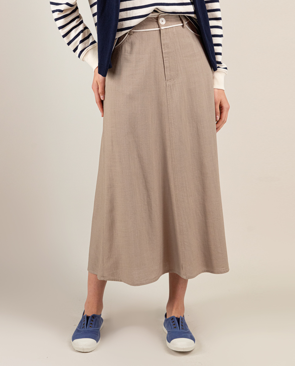 Falda Lino Kaki