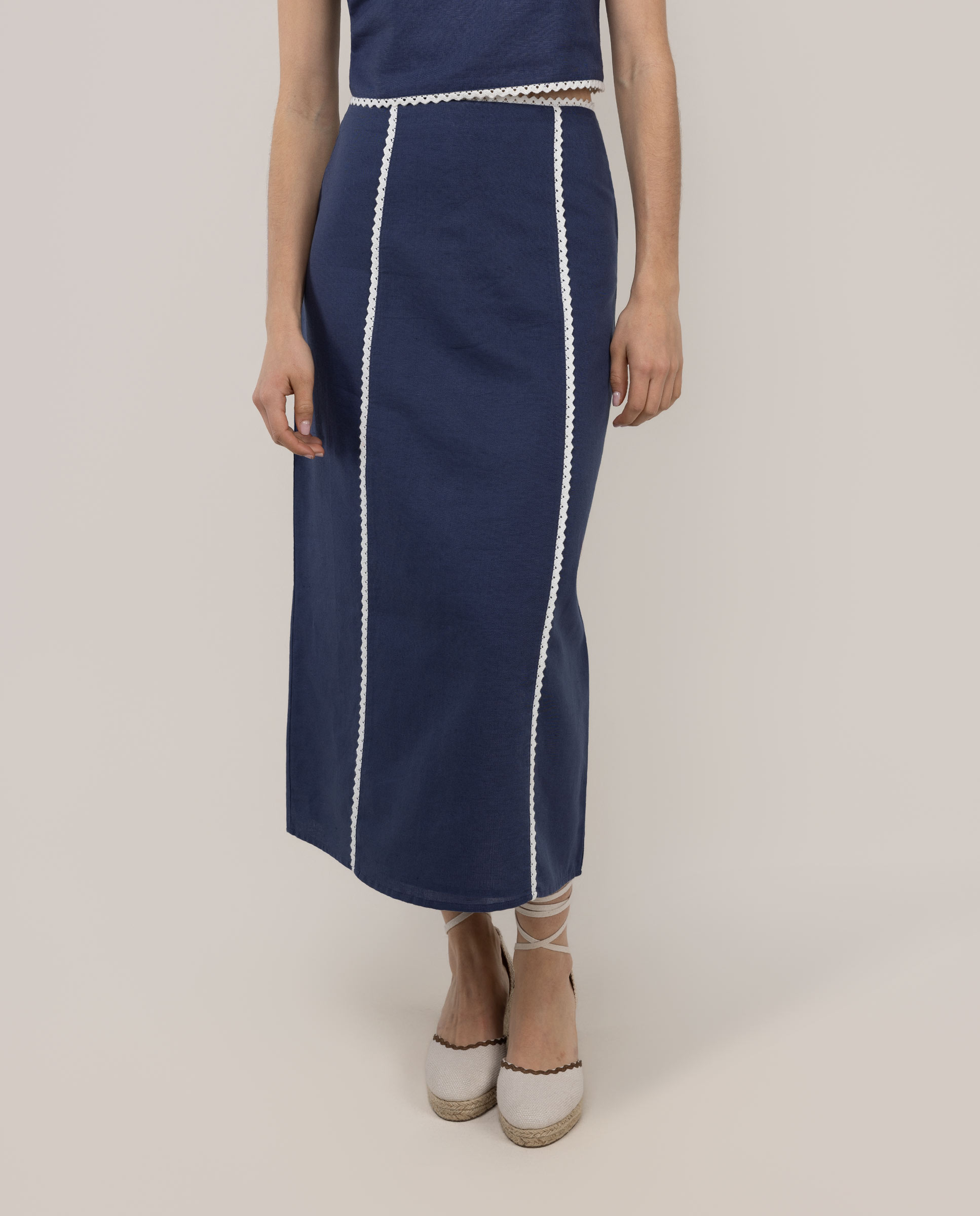 Jupe midi en lin Lena