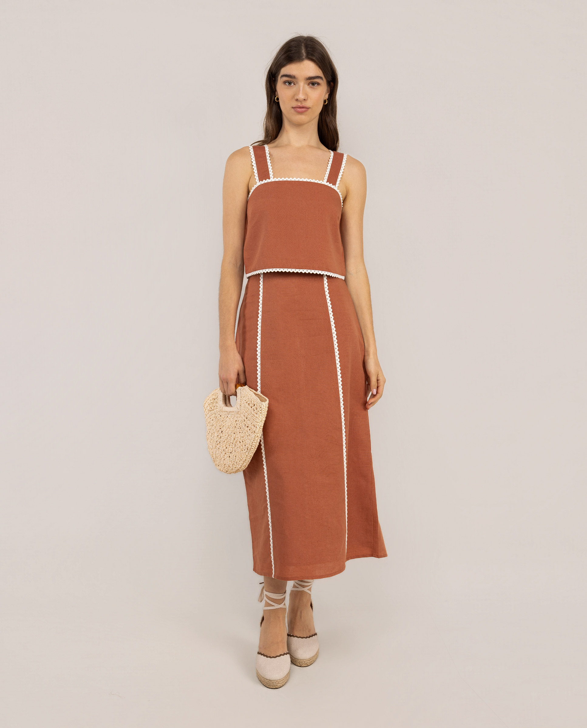 Falda Lena Midi Lino
