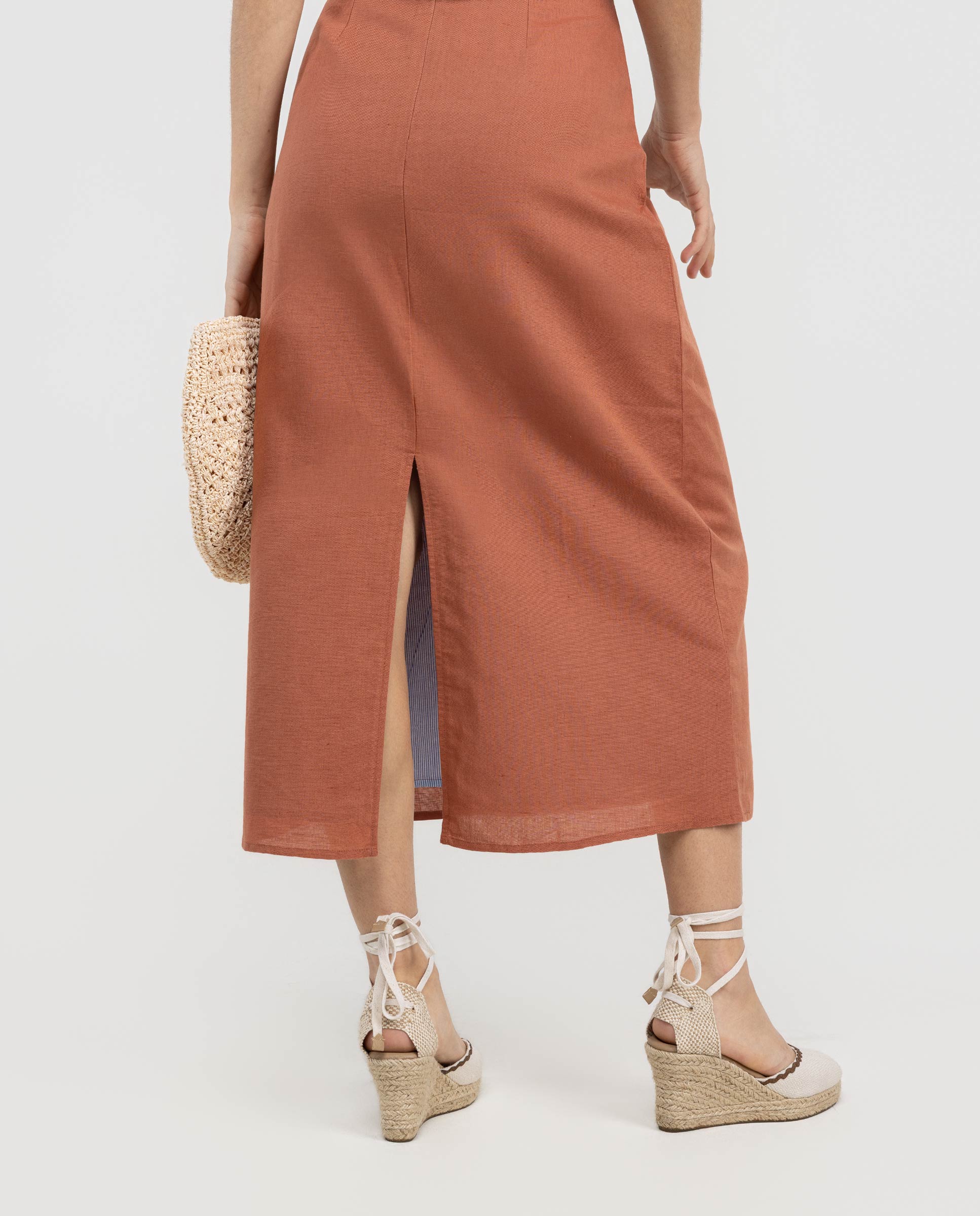 Jupe midi en lin Lena