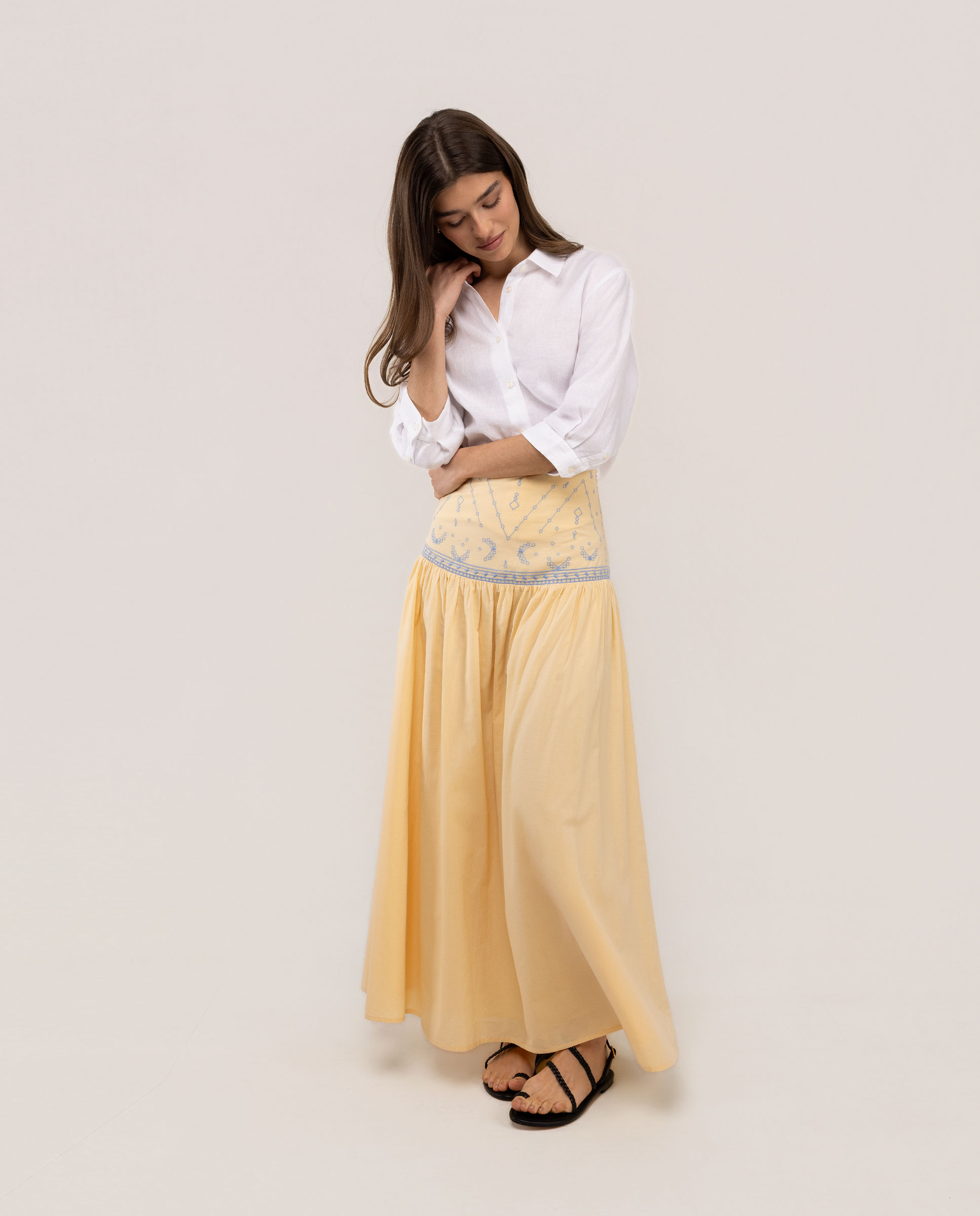 Falda Manuela Larga Bordados