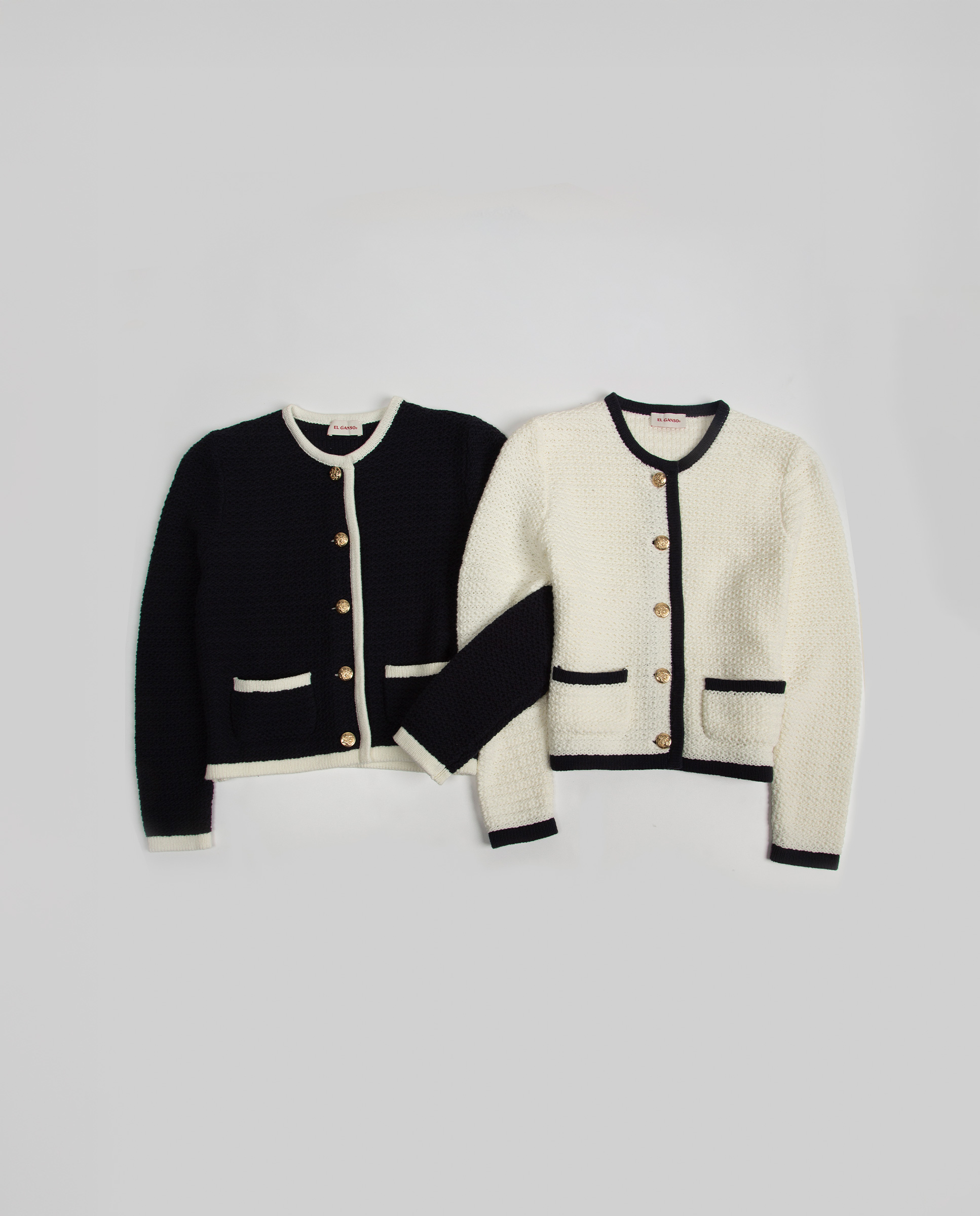 Chaqueta Punto Botones Crudo