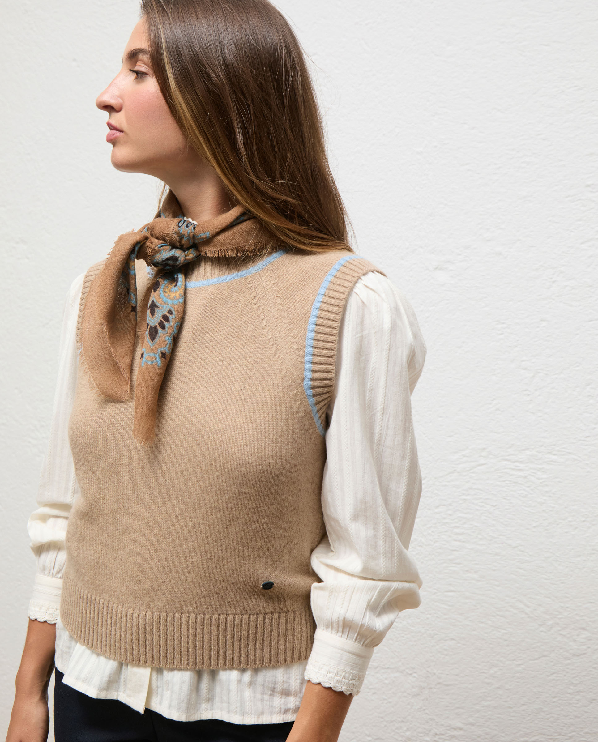 Chaleco Bailey Contraste Beige