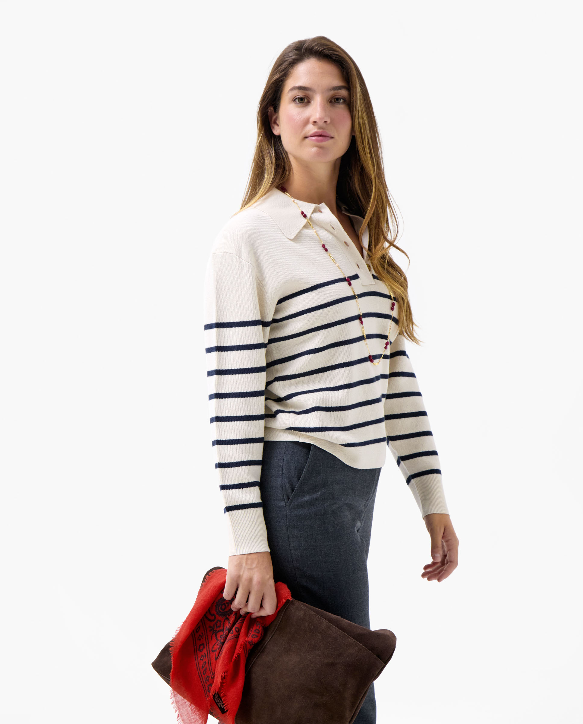 Lottie Jersey Raw Navy Stripes