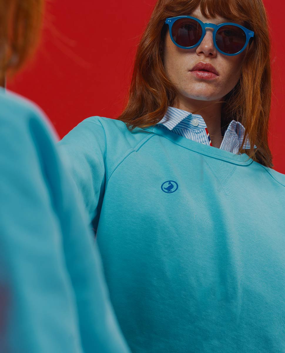 Sudadera Cuello Caja Turquesa