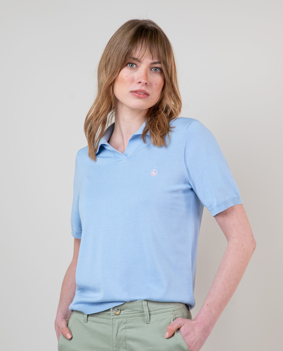 Poloshirt Strick Himmelblau