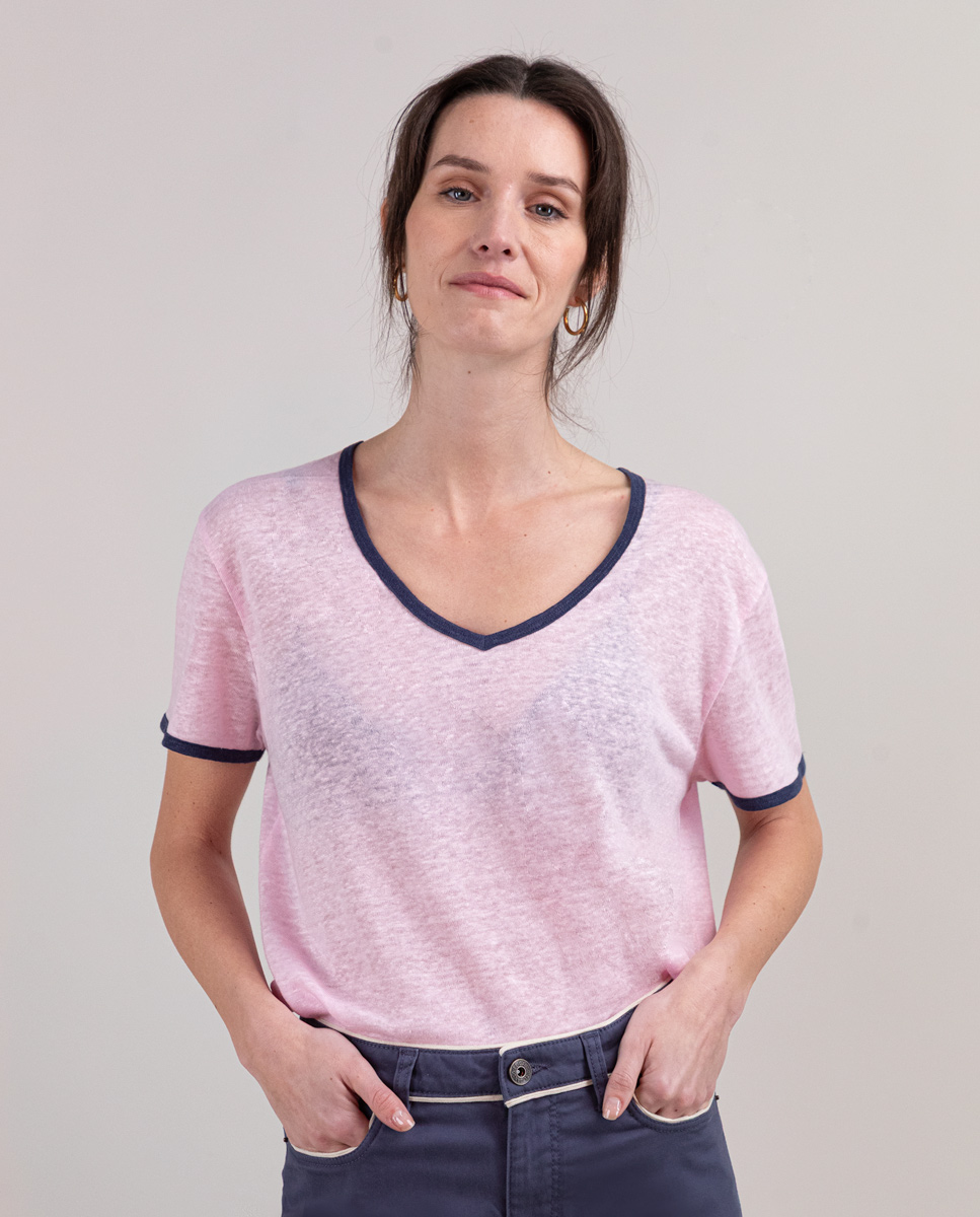 Camiseta Lino Rosa