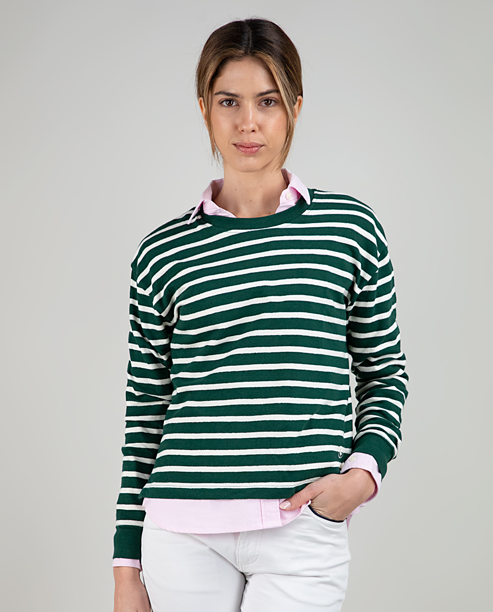 Sudadera Marinera Verde Raya Cruda