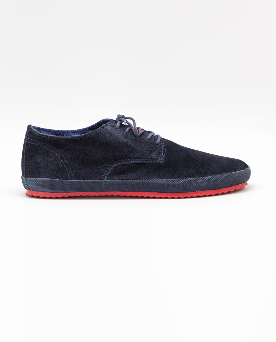 Navy Suede Gum-Sole Derby Sneaker