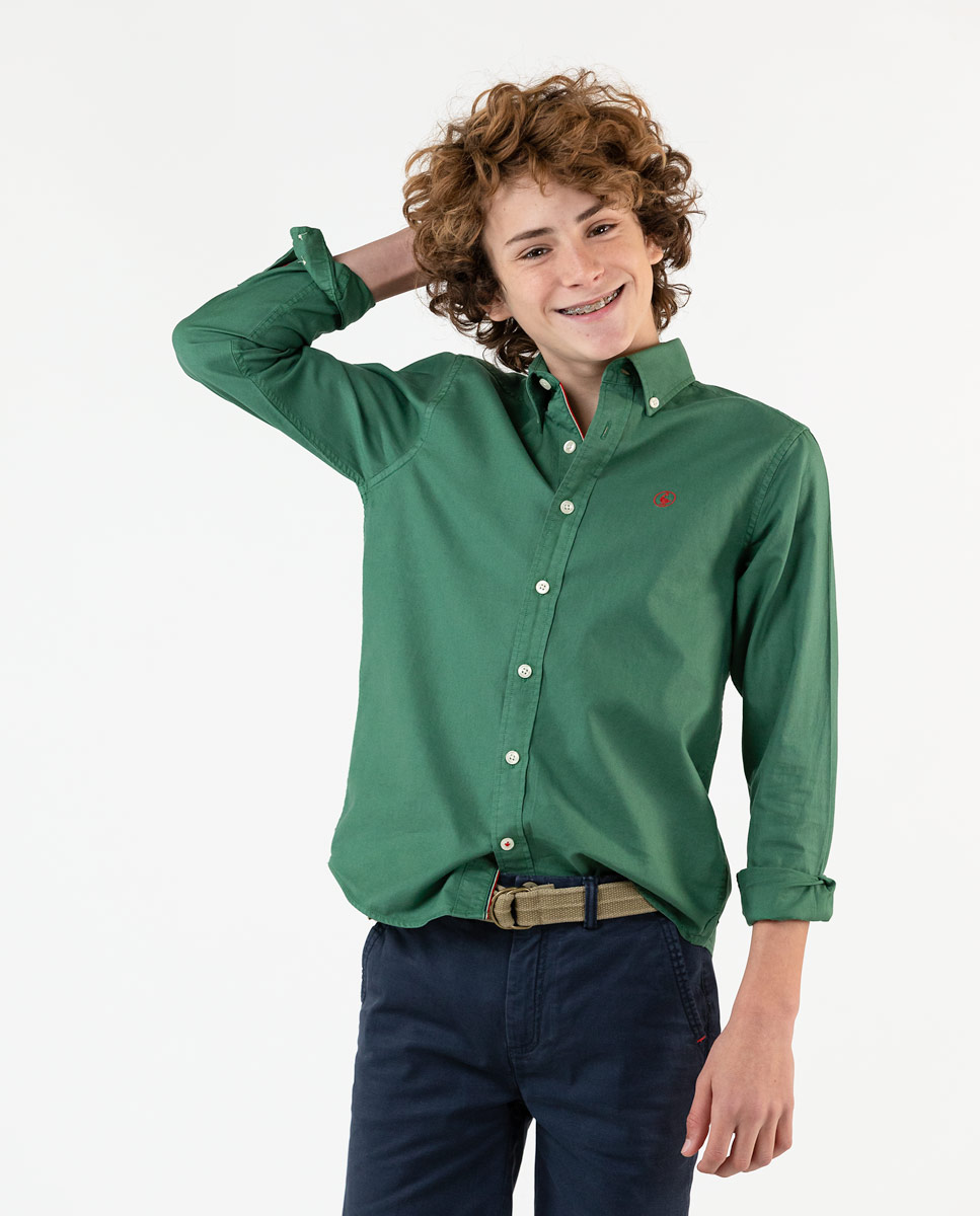 Bottle Green Garment Dyed Shirt