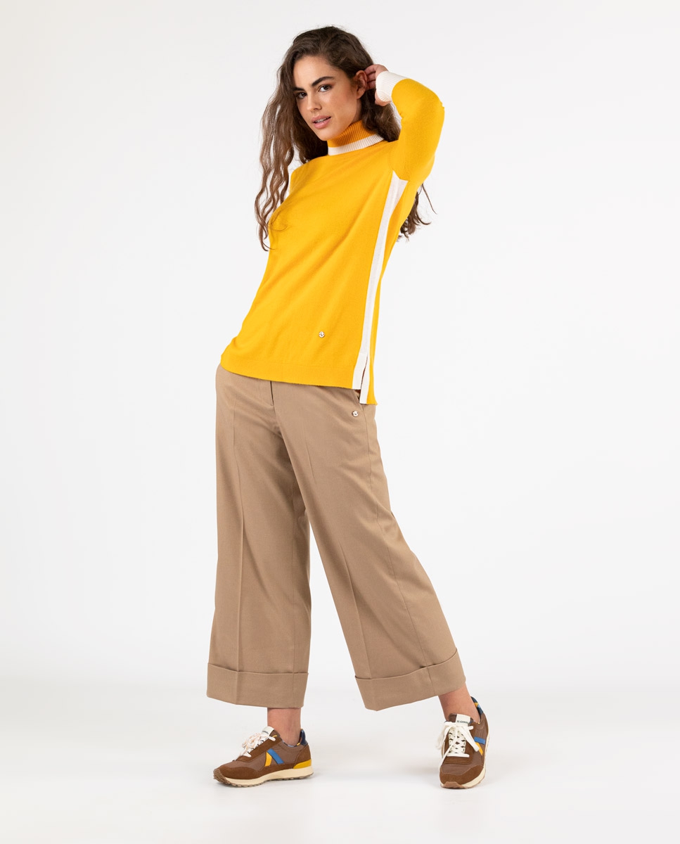 Pantalon Culotte Revers Camel