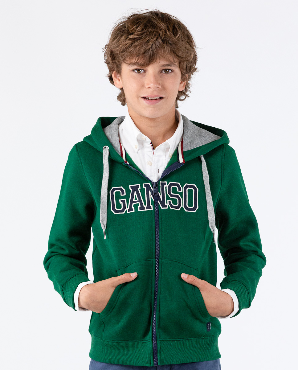 Sweat Fermeture Éclair Capuche Vert