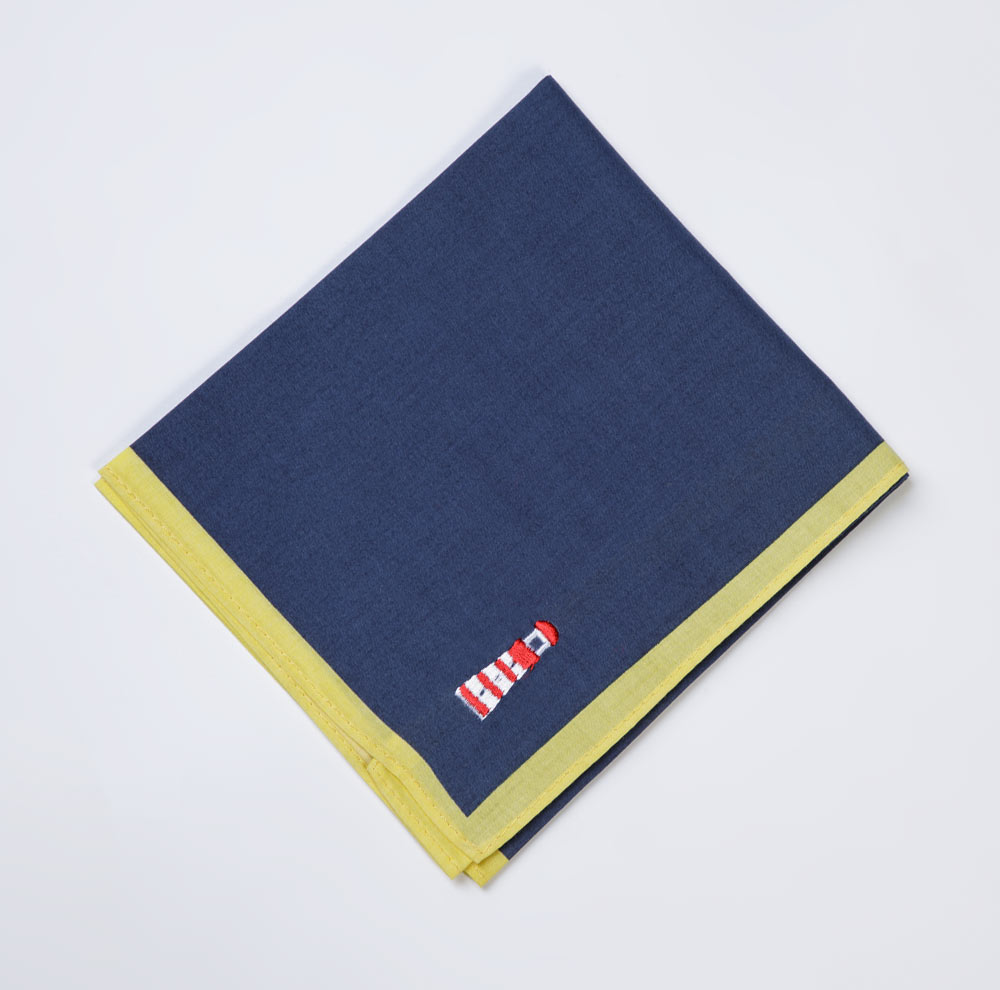 Pañuelo Marino Vivo Amarillo Bordado Faro