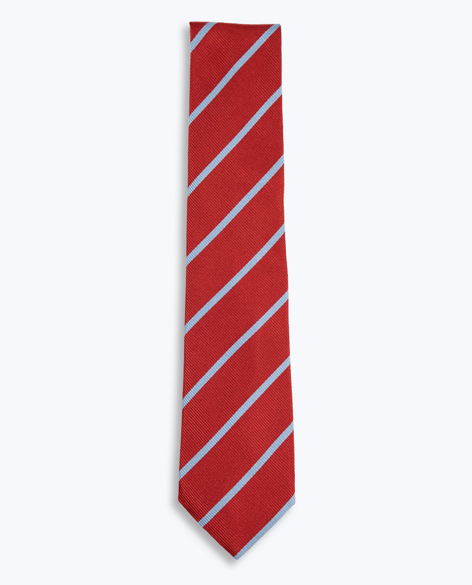 Cravate Rayure Oblique Rouge Bande Marine