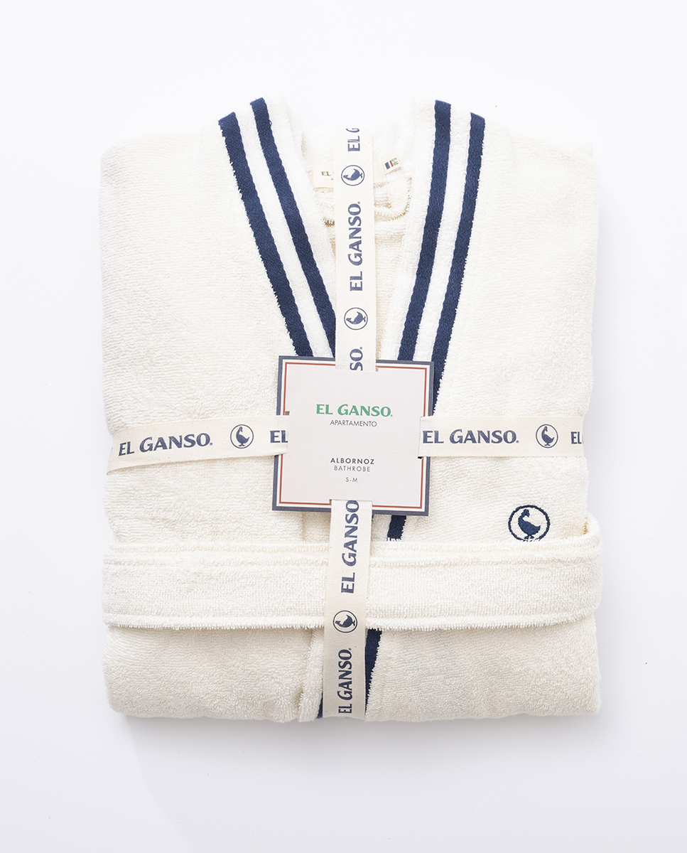 Peignoir De Bain Écru Logo Détails Liseré Tailles S et M