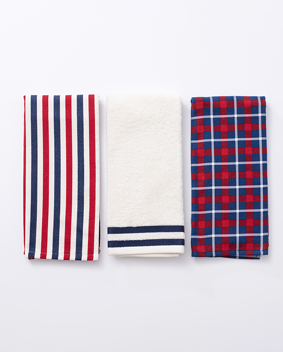 Set of 3 kitchen towels made of 100% cotton. (Weight: 450 g m²)