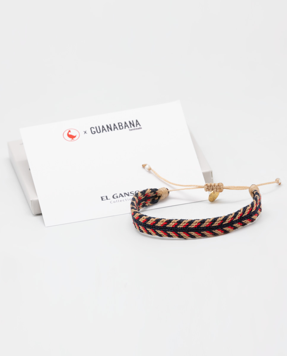 Pulsera Herringbone Marino/Rojo