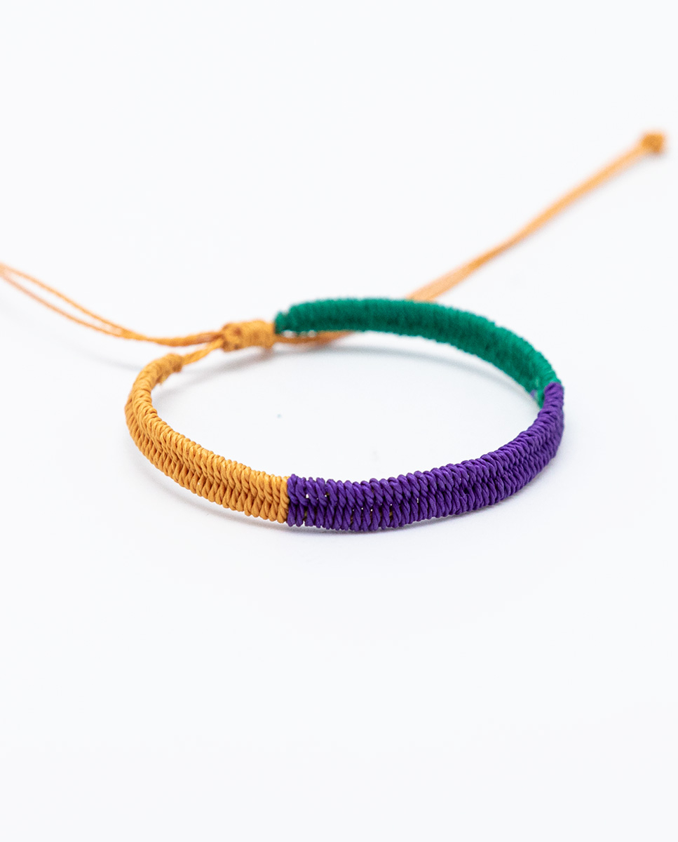Bracelet Tricolore Moutarde / Violet / Vert